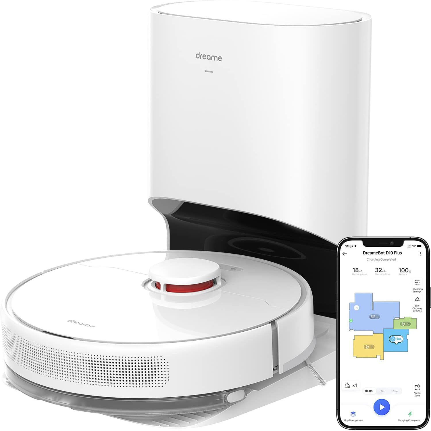dreame D10 Plus Robot Vacuum and Mop with Self-Emptying Base for 45 Days of Cleaning, Robotic Vacuum with 4000 Pa Suction and LiDAR Navigation, Compatible with Alexa, Wi-Fi Connected · v2