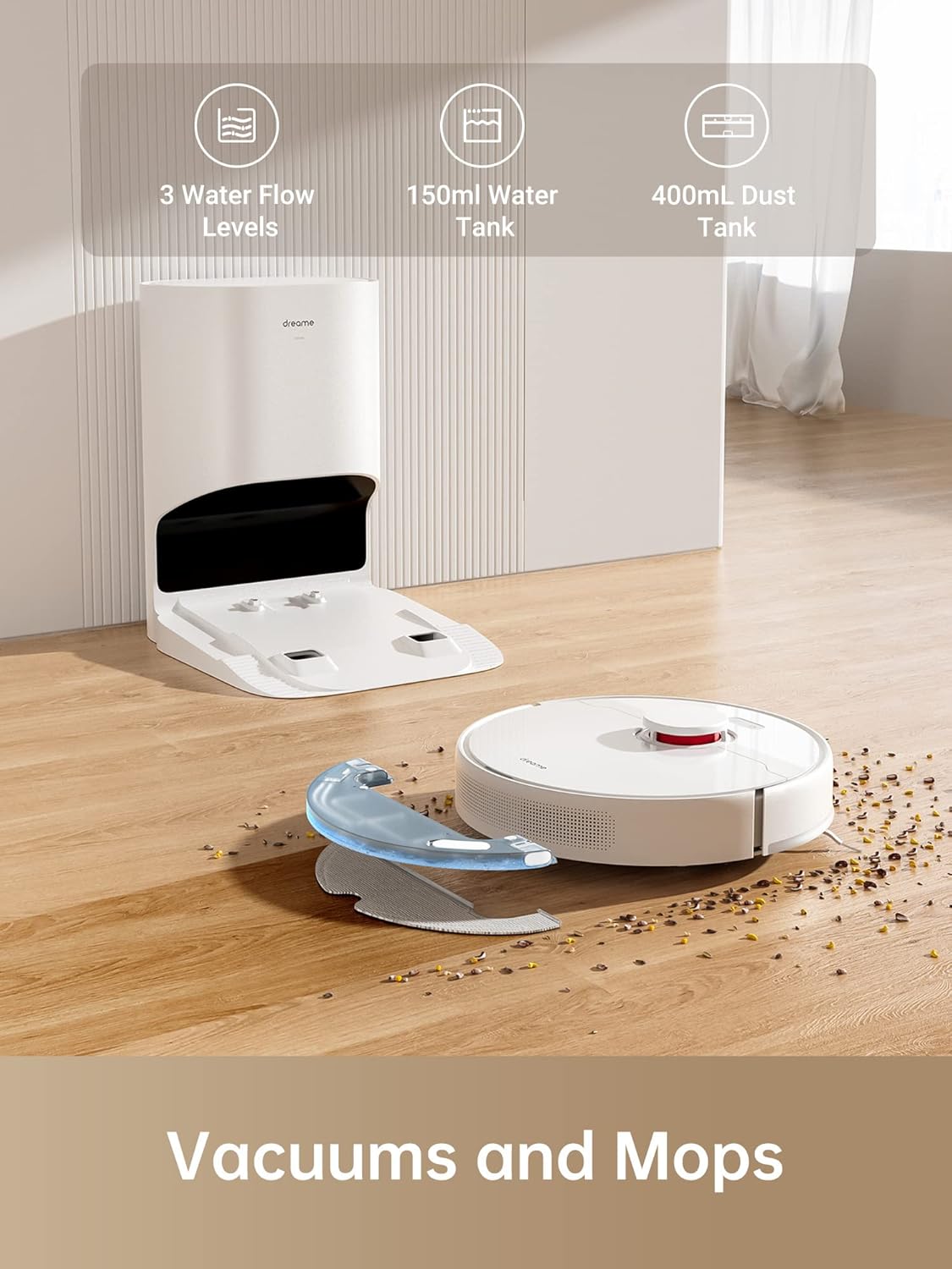 dreame D10 Plus Robot Vacuum and Mop with Self-Emptying Base for 45 Days of Cleaning, Robotic Vacuum with 4000 Pa Suction and LiDAR Navigation, Compatible with Alexa, Wi-Fi Connected · v2