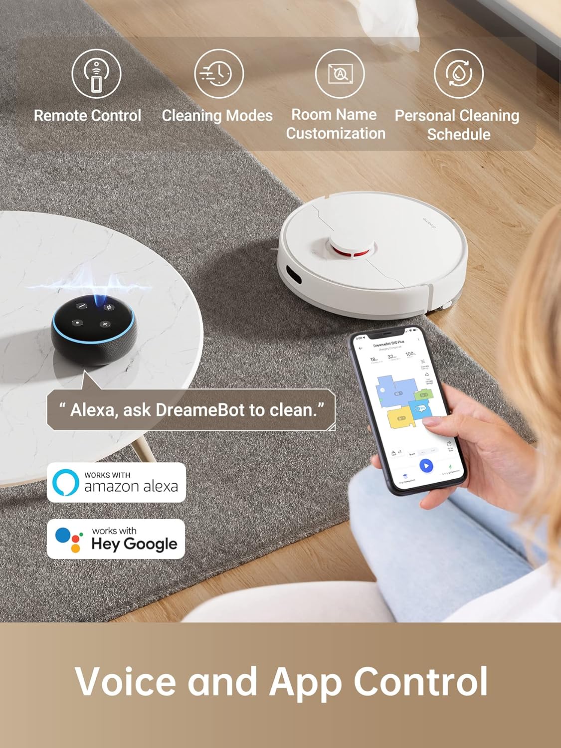dreame D10 Plus Robot Vacuum and Mop with Self-Emptying Base for 45 Days of Cleaning, Robotic Vacuum with 4000 Pa Suction and LiDAR Navigation, Compatible with Alexa, Wi-Fi Connected · v2