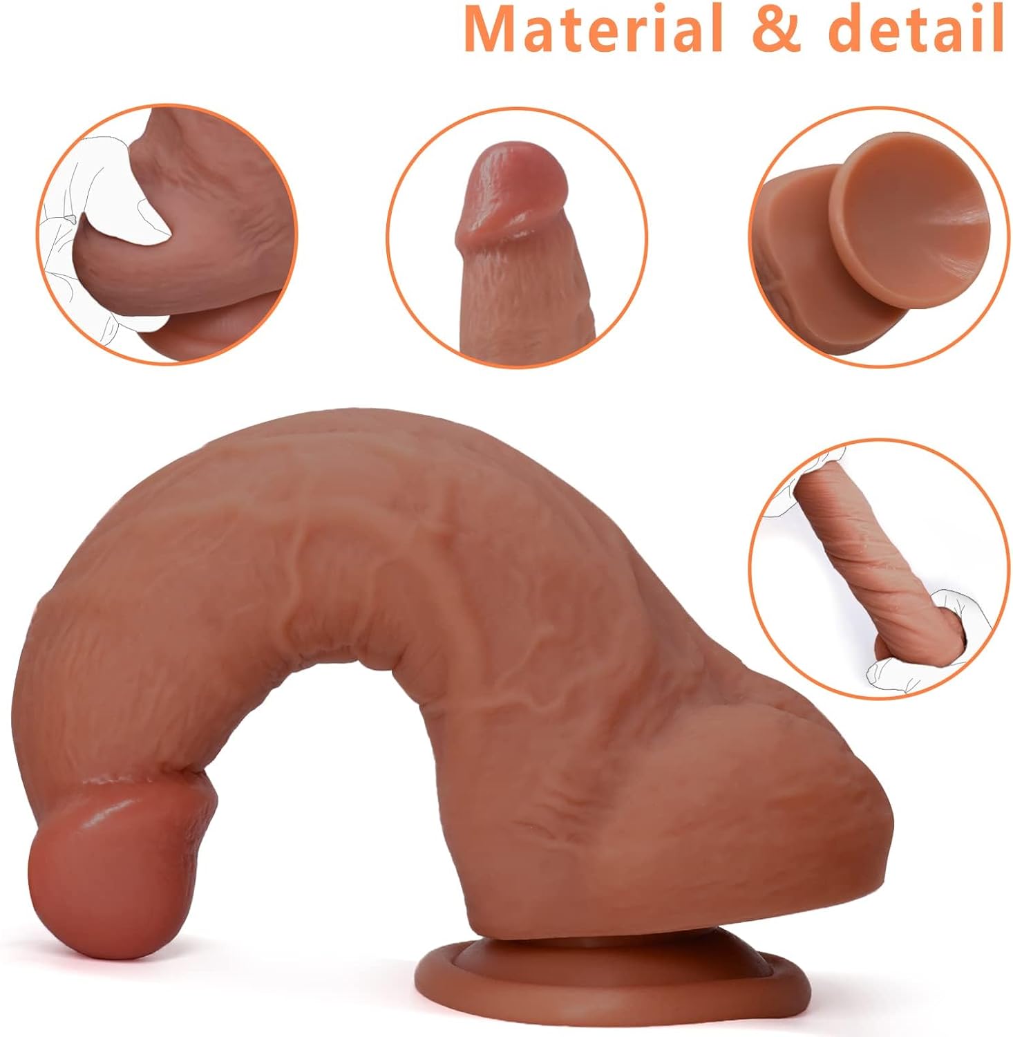 Sex Toy for Women 7 Inch Realistic Silicone Dildo,Body-Safe Material Strong Suction Cup Ultra Soft Lifelike Thick Anal Dildo for Men G spot Stimulator with Curved Shaft and Balls Throat Trainer · v6