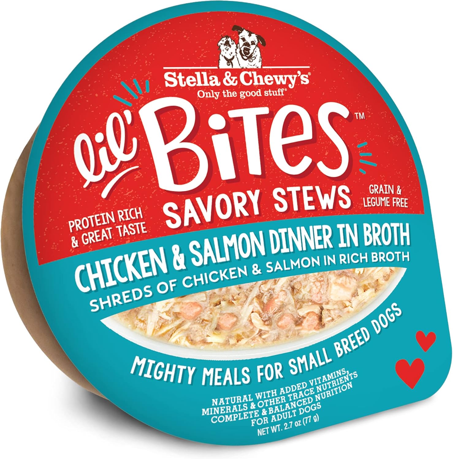 حساء الدجاج والسلمون اللذيذ من Stella Chewy's Lil Bites للسلالات الصغيرة في مرق، 2.7 أونصة (عبوة من 12 كوبًا)