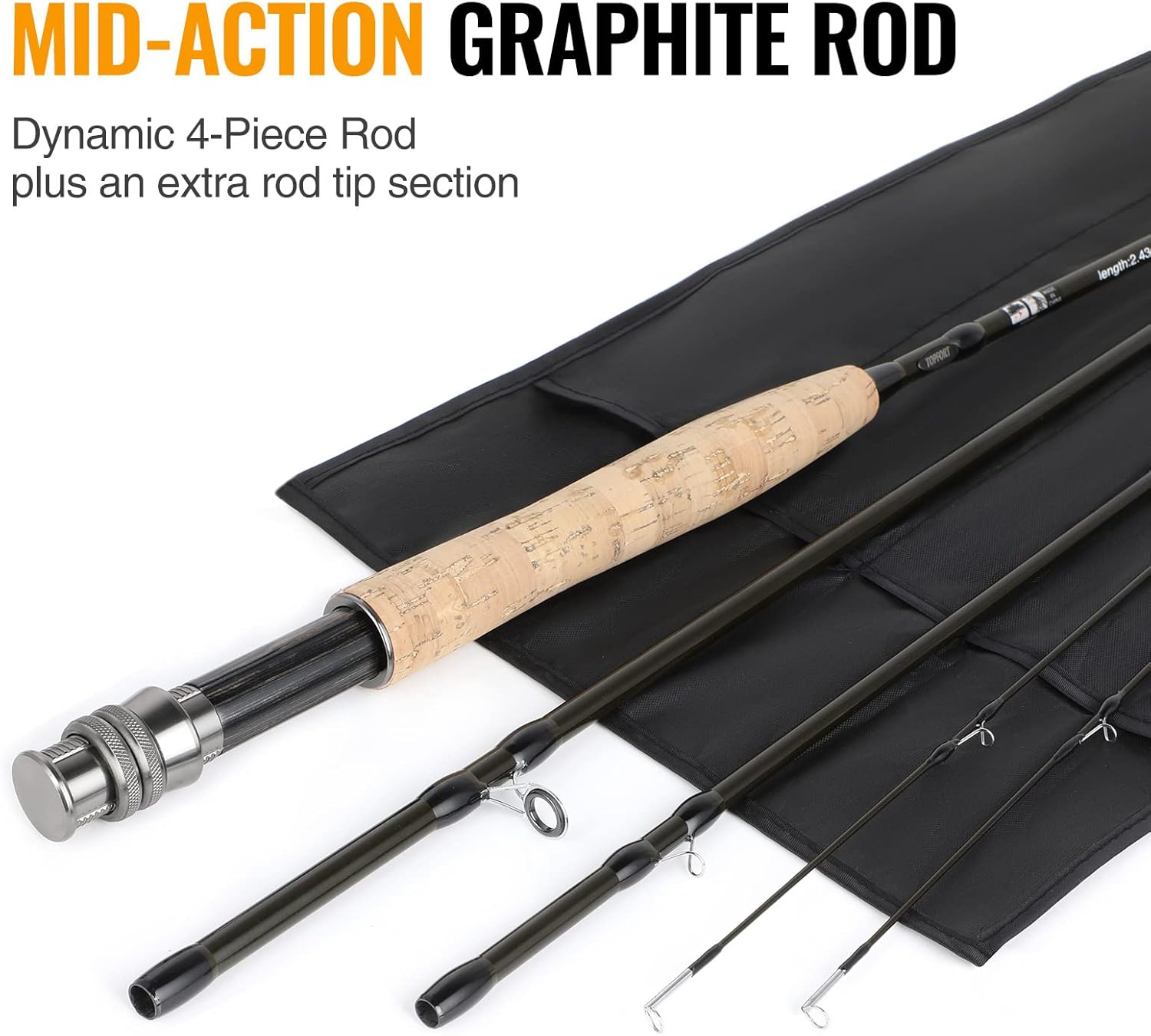 TOPFORT Fly Fishing Rod and Reel Combo Starter Kit, 4 Piece Lightweight Ultra-Portable Graphite Fly Rod Complete Starter Package with Carrier Bag · v3
