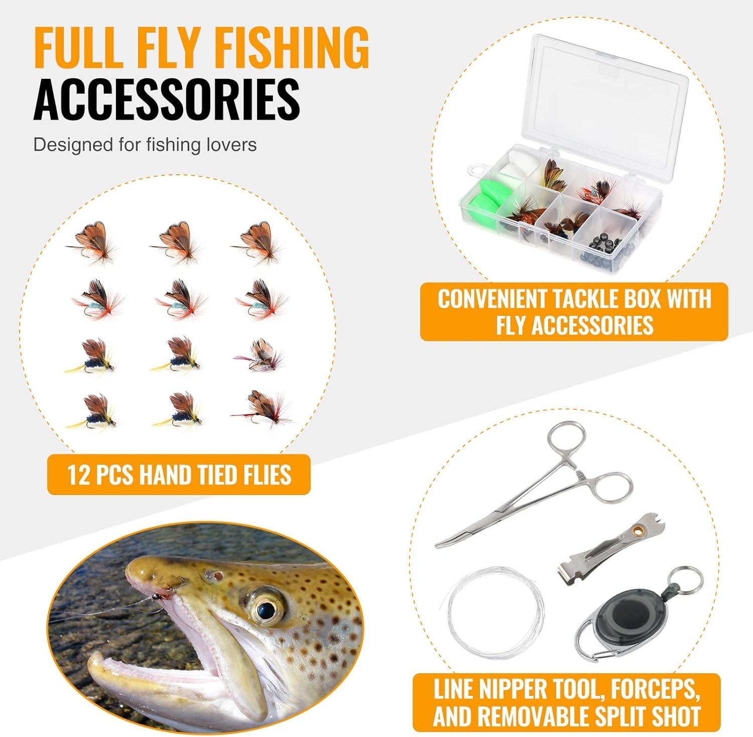 TOPFORT Fly Fishing Rod and Reel Combo Starter Kit, 4 Piece Lightweight Ultra-Portable Graphite Fly Rod Complete Starter Package with Carrier Bag · v3