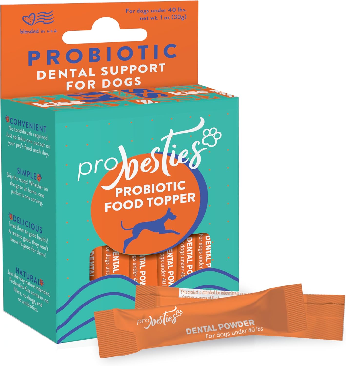 ProBesties Complete mondverzorging voor honden (sm), topper met probiotica - Behandeling van slechte adem voor honden - Ademverfrisser voor honden Probiotic Perio Support - Eliminator voor slechte adem bij honden