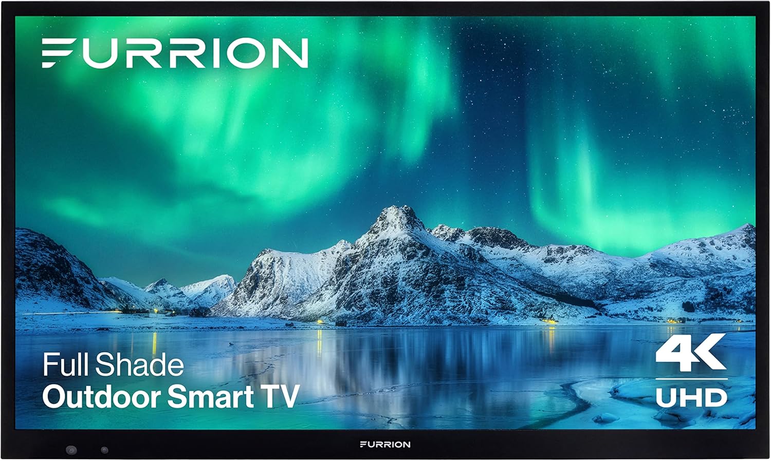 Televisor inteligente Furrion Aurora de 43 pulgadas con LED 4K con pantalla completa, televisor exterior resistente a la intemperie con HDR10, antideslumbrante, pantalla LED de 400 nits, pantalla resistente a los impactos, antena externa para áreas exteriores con sombra