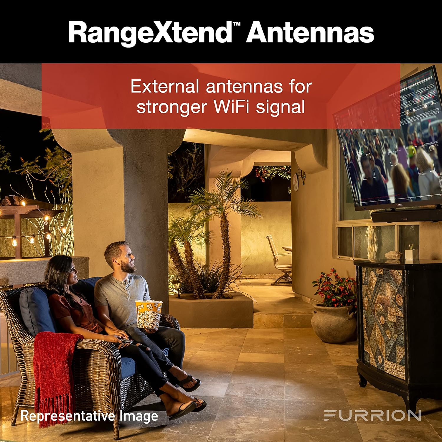 Televisor inteligente Furrion Aurora de 43 pulgadas con LED 4K con pantalla completa, televisor exterior resistente a la intemperie con HDR10, antideslumbrante, pantalla LED de 400 nits, pantalla resistente a los impactos, antena externa para áreas exteriores con sombra