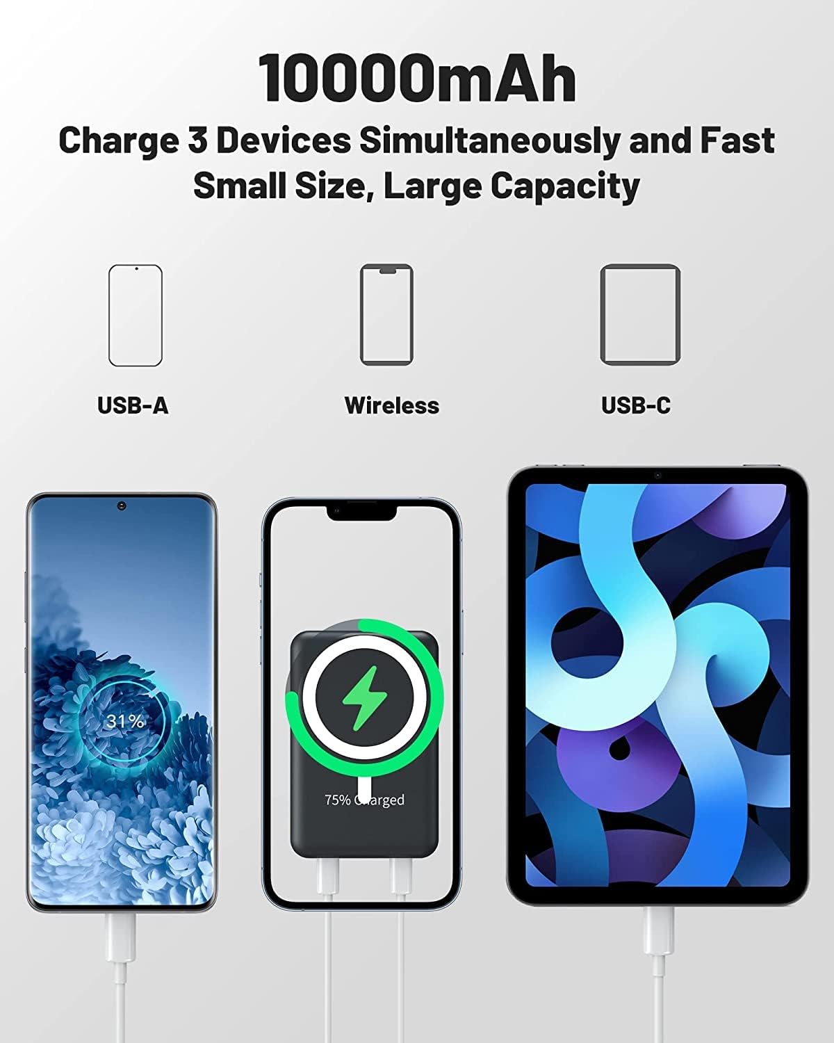 Yiisonger Wireless Power Bank, Slim 10000mAh Magnetic Portable Charger 22.5W PD Fast Charging, Mini Battery Pack QC3.0 LED Display Compatible with iPhone 16/15/14/13/12 Pro/Mini/Pro Max(Black) · v2