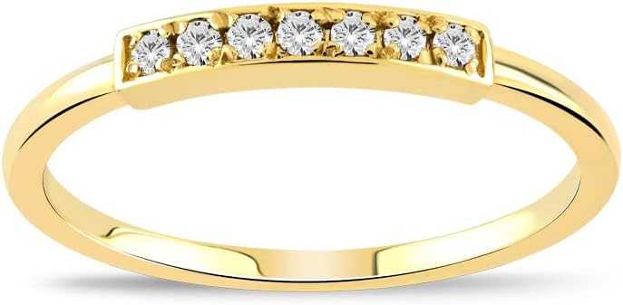 แหวนเพชร 7 เม็ดในทองคำแท้ 14K | แหวนซ้อนเพชรทองคำแท้ 14K | แหวนทองคำ 14K ดีไซน์น่ารักสำหรับผู้หญิง | เครื่องประดับทองคำ 14K สำหรับผู้หญิง | ของขวัญวันเกิด ขนาด 5 ถึง 9