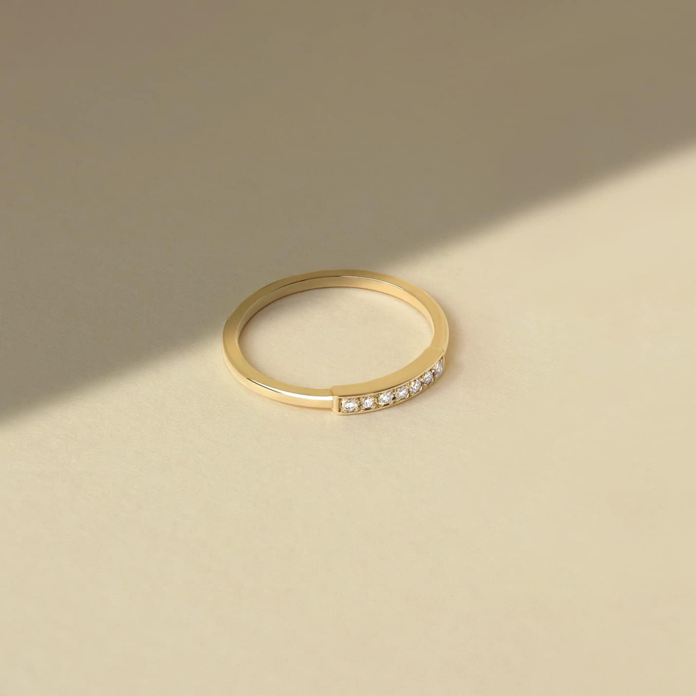 แหวนเพชร 7 เม็ดในทองคำแท้ 14K | แหวนซ้อนเพชรทองคำแท้ 14K | แหวนทองคำ 14K ดีไซน์น่ารักสำหรับผู้หญิง | เครื่องประดับทองคำ 14K สำหรับผู้หญิง | ของขวัญวันเกิด ขนาด 5 ถึง 9