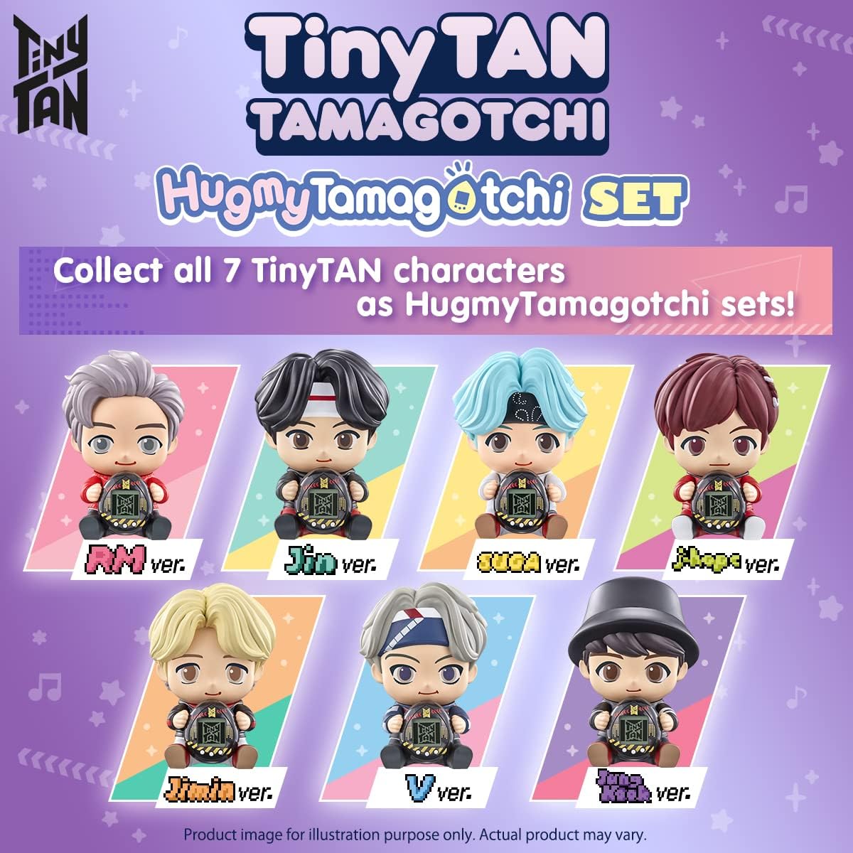 Tamagotchi Nano x TinyTan — Jungkook ver., Hugmy Tamagotchi Vinylfigur und Tamagotchi Nano Electronic Pet