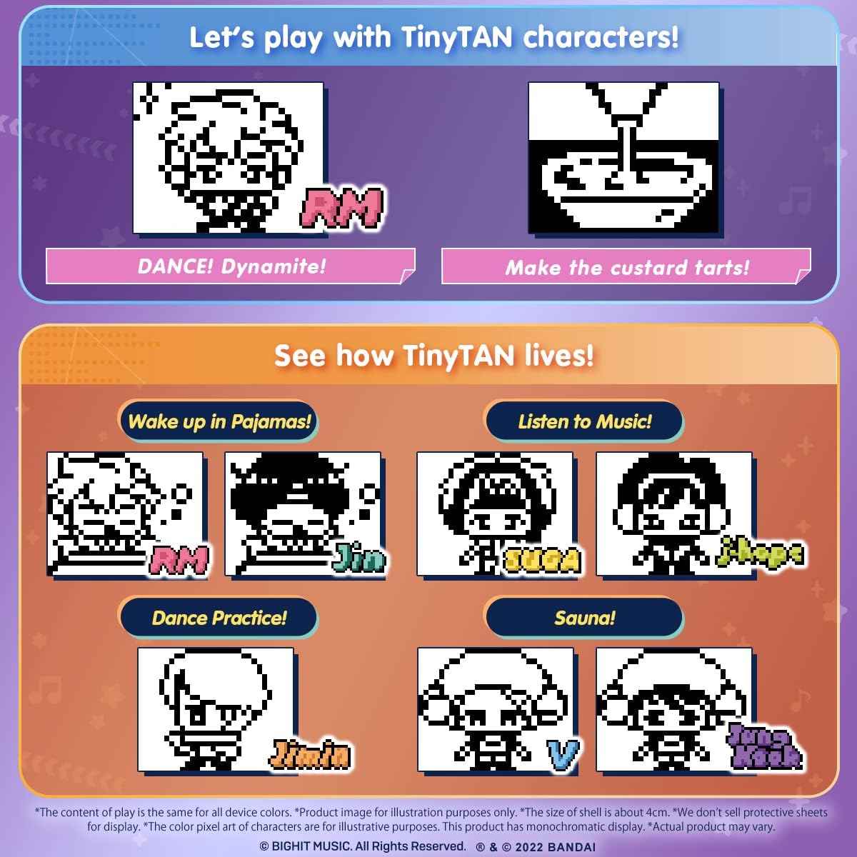 Tamagotchi Nano x TinyTan — Jungkook ver., Hugmy Tamagotchi Vinylfigur und Tamagotchi Nano Electronic Pet
