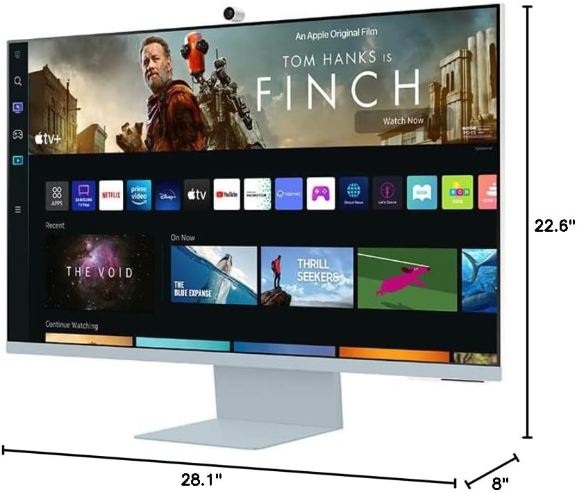 Samsung M8 Series 32-Inch 4K UHD Smart Monitor  Streaming TV with Slim-fit Webcam for PC-less Experience, Netflix, HBO, Prime VOD, amp; more, Apple Airplay, WiFI, BT, Built-in Speakers, 2022, Blue · v5