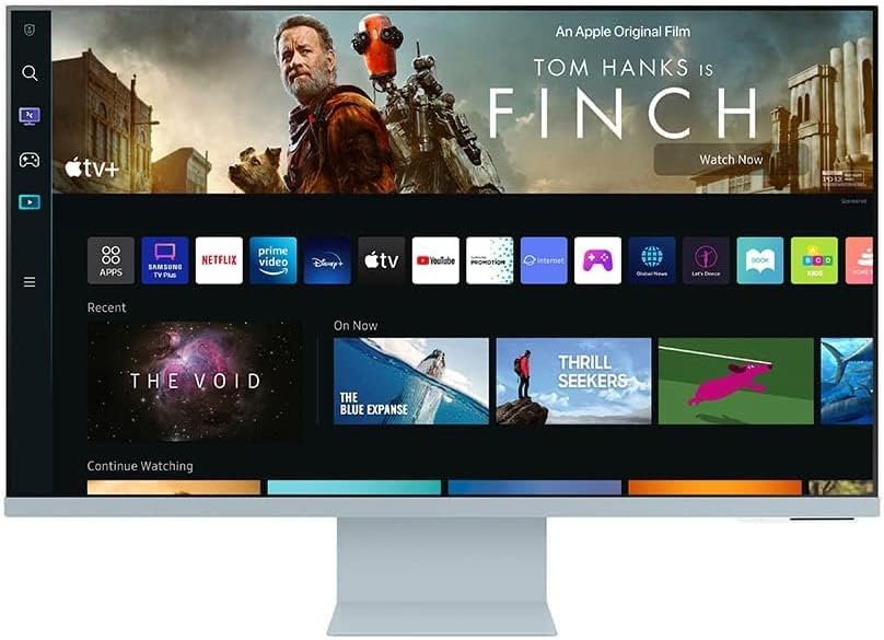 Samsung M8 Series 32-Inch 4K UHD Smart Monitor  Streaming TV with Slim-fit Webcam for PC-less Experience, Netflix, HBO, Prime VOD, amp; more, Apple Airplay, WiFI, BT, Built-in Speakers, 2022, Blue · v5