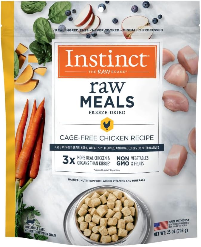Instinct Freeze Dried Raw Meals, Dry Cat Food, Grain Free, Freeze Dried Cat Food - Chicken Recipe For Cats, 25 oz · v2