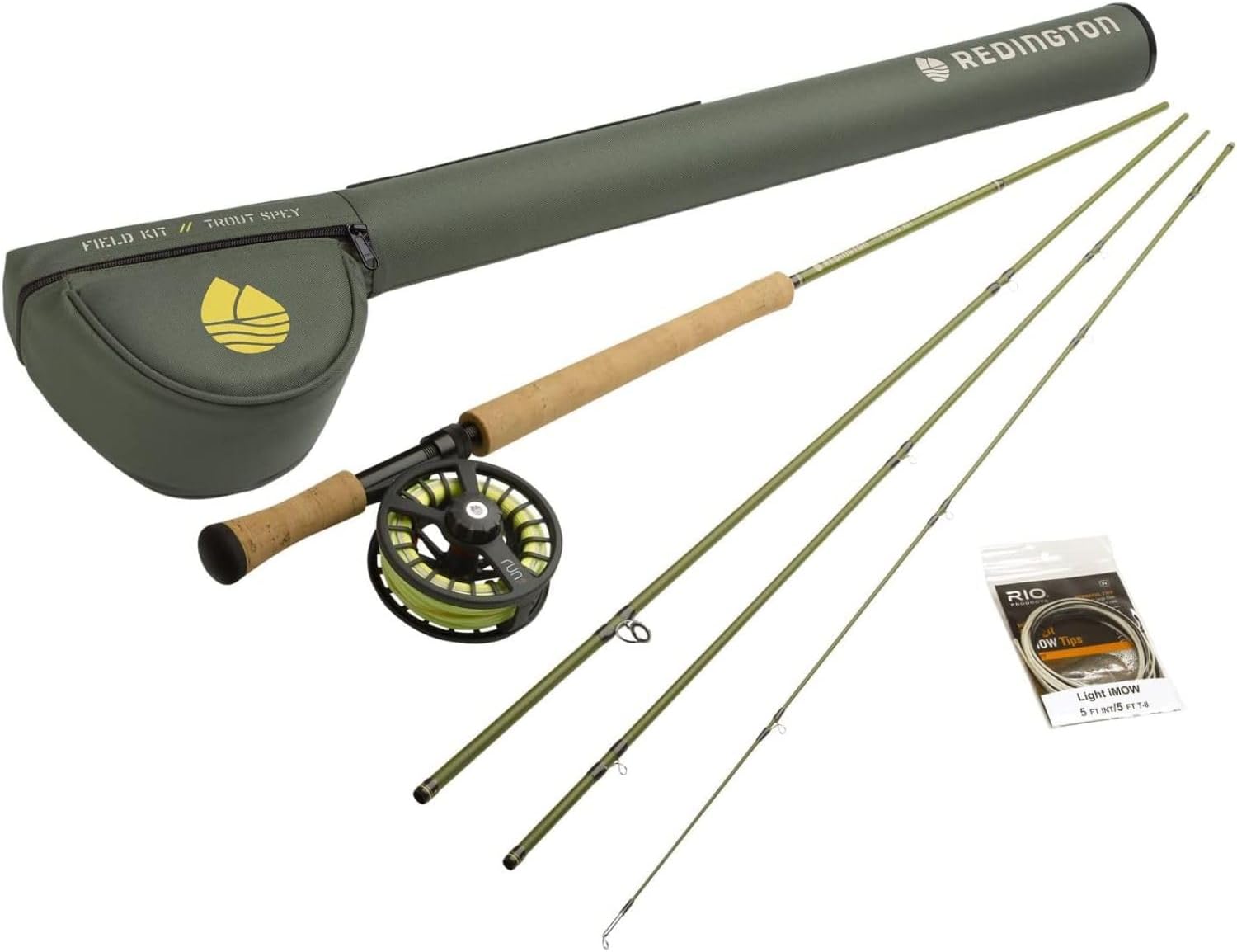 Redington Fly Fishing Rod and Reel Combo Starter Kit, 4-Piece Medium Action Fly Rod for Freshwater, Durable Diecast Aluminum Run Fly Reel, Carrying Case, Fly Line and Leader · v4