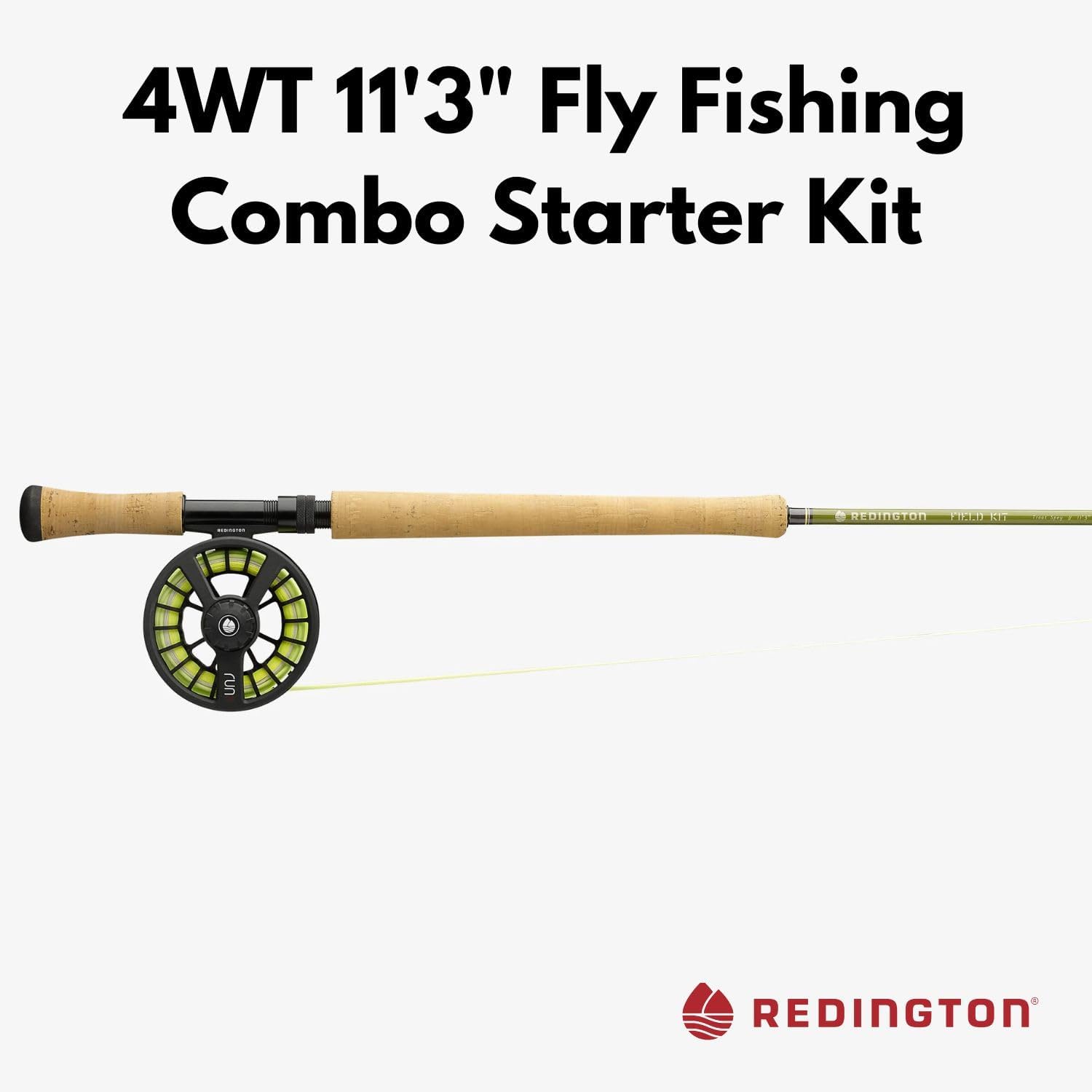 Redington Fly Fishing Rod and Reel Combo Starter Kit, 4-Piece Medium Action Fly Rod for Freshwater, Durable Diecast Aluminum Run Fly Reel, Carrying Case, Fly Line and Leader · v4
