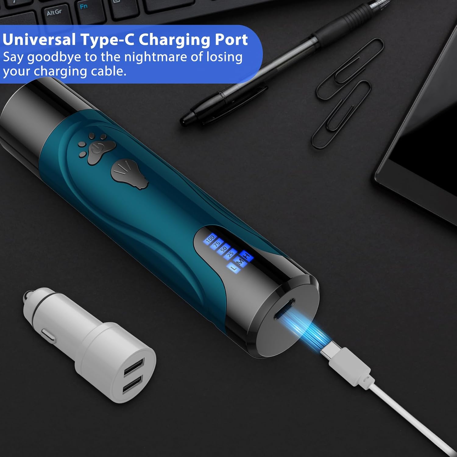 Dog Nail Grinder, Dog Nail Trimmers and Clippers Kit, Super Quiet Electric Pet Nail Grinder, Rechargeable, for Small Large Dogs  Cats Toenail amp; Claw Grooming,3 Speeds, 2 Grinding Wheels (A-Dark Blue) · v4