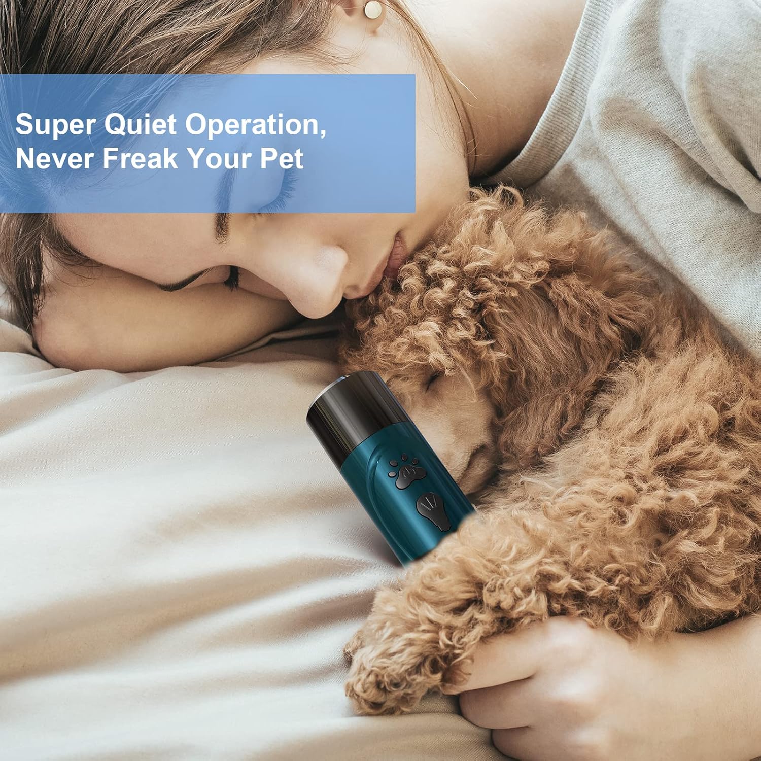 Dog Nail Grinder, Dog Nail Trimmers and Clippers Kit, Super Quiet Electric Pet Nail Grinder, Rechargeable, for Small Large Dogs  Cats Toenail amp; Claw Grooming,3 Speeds, 2 Grinding Wheels (A-Dark Blue) · v4