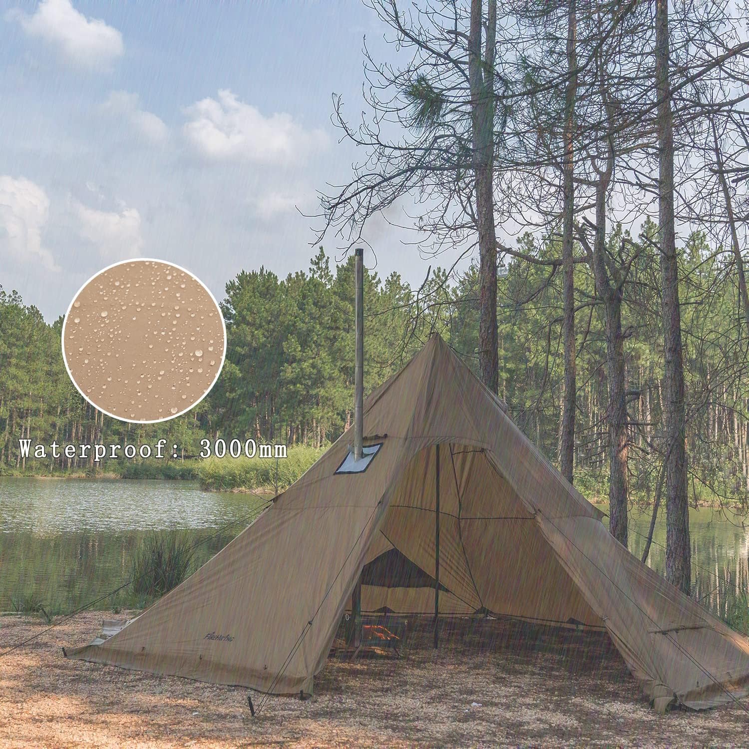 Tenda calda da campeggio FireHiking Tenda Tipi per 4-8 persone con fornello Jack per Bushcraft, cucina e riscaldamento