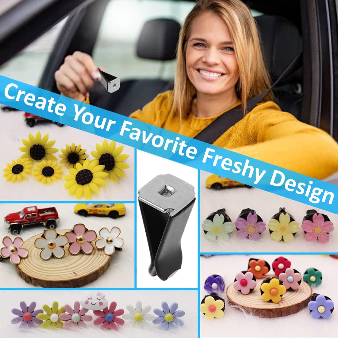 80 Pcs Square Head Air Vent Clips Auto Air Conditioner Outlet , Freshie Molds Freshener Vent Clips for Car Freshies Supplies Kit Automotive Car Air Clip Black · v5
