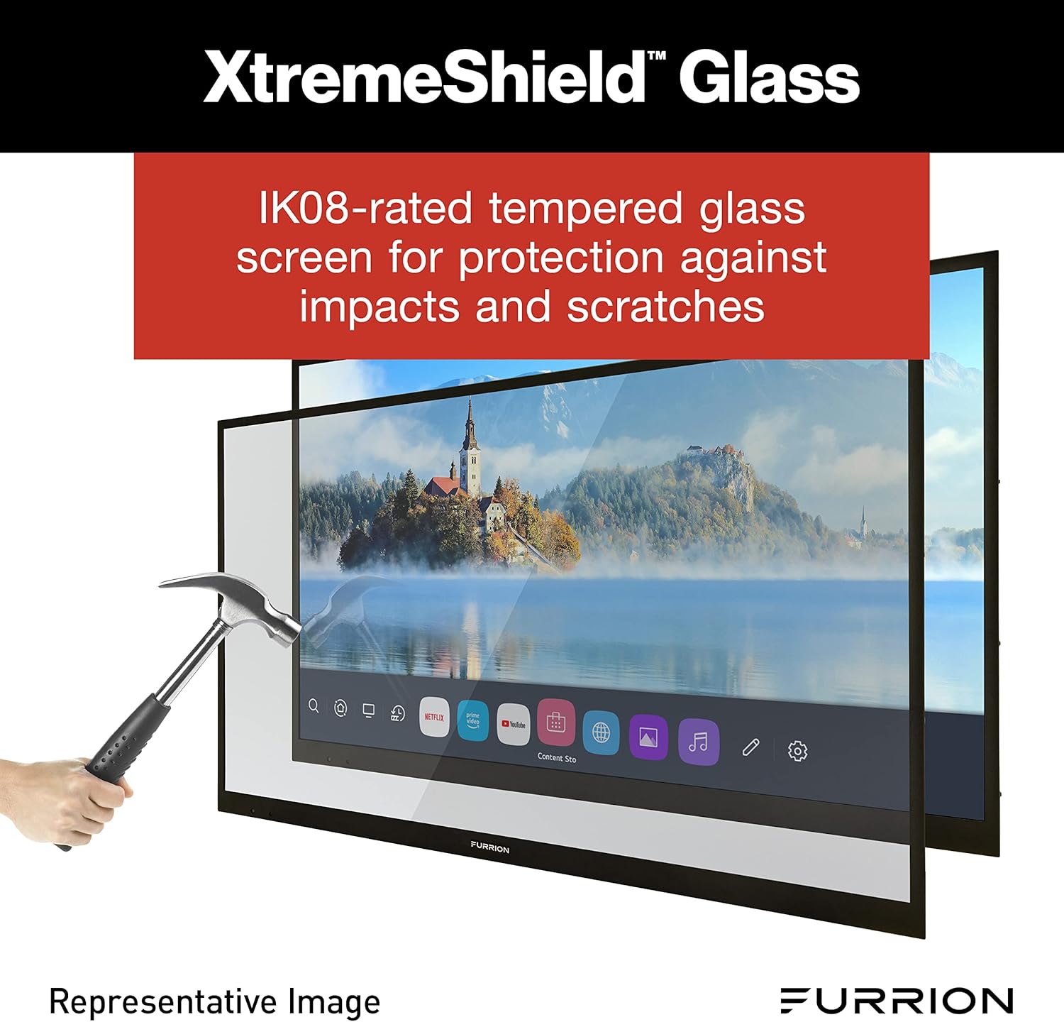 Televisor inteligente Aurora LED 4K de 65 pulgadas, pleno sol, LED para exteriores, HDR10, resistente a la intemperie, con antirreflejo, pantalla LED de 1000 nits, vidrio templado, antenas externas para áreas de estar al aire libre totalmente soleadas