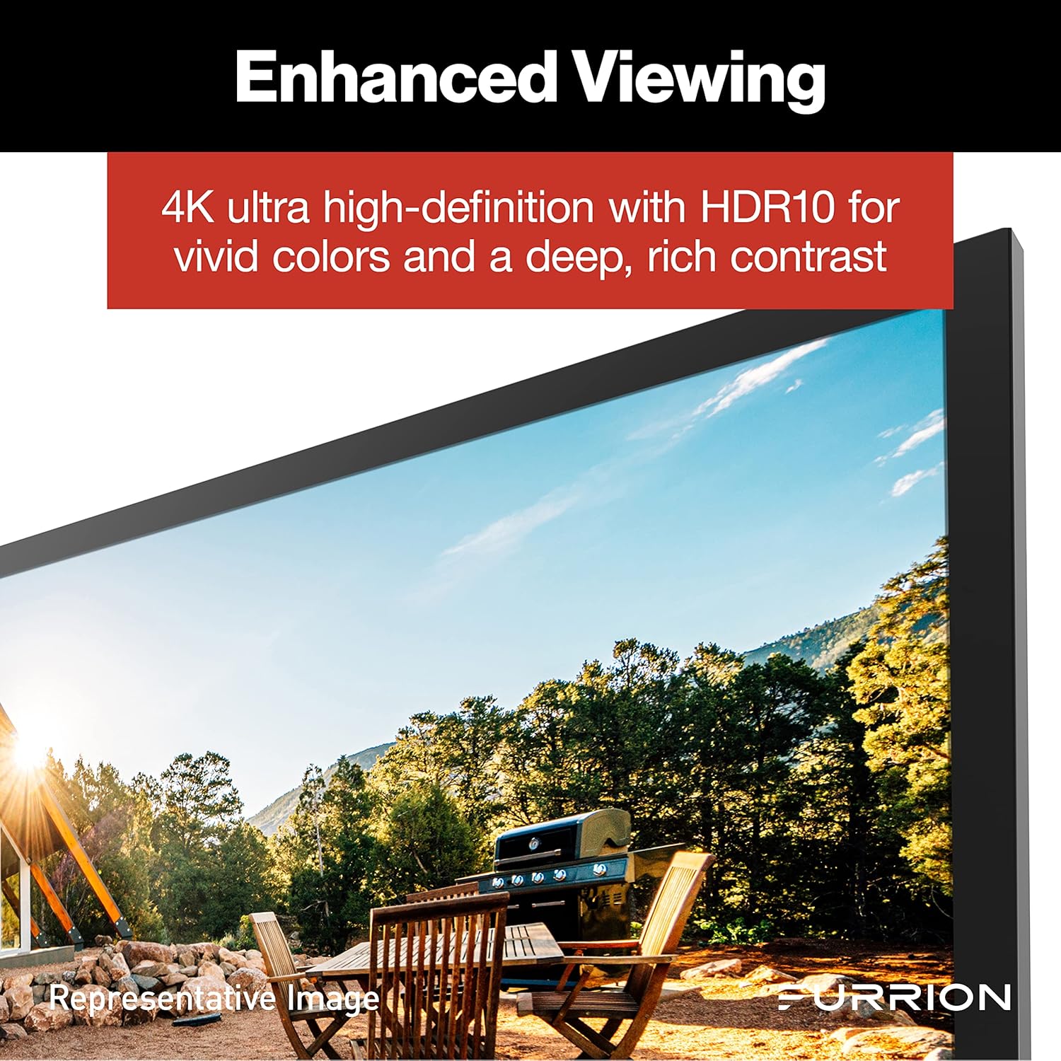Televisor inteligente Aurora LED 4K de 65 pulgadas, pleno sol, LED para exteriores, HDR10, resistente a la intemperie, con antirreflejo, pantalla LED de 1000 nits, vidrio templado, antenas externas para áreas de estar al aire libre totalmente soleadas