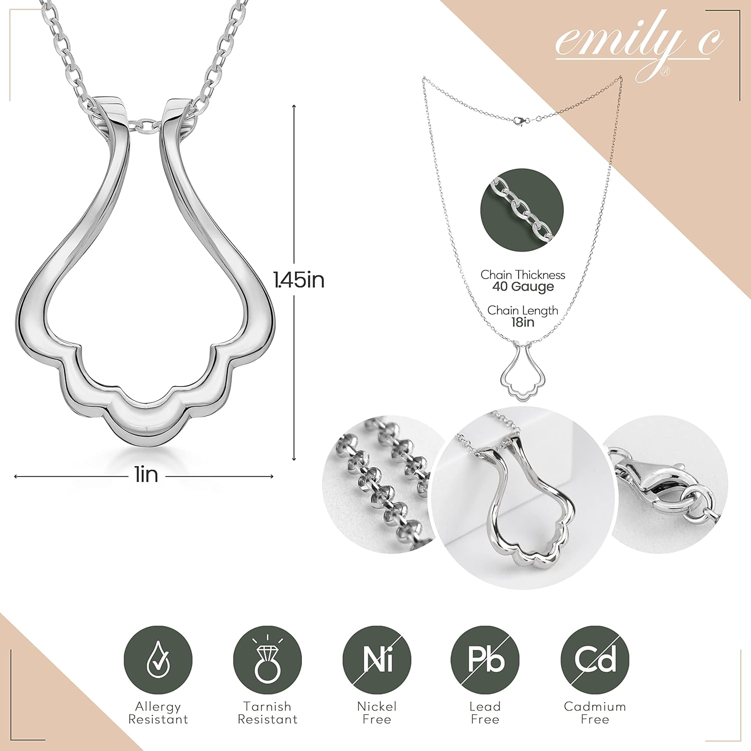 Ring Holder Necklace - Sterling Silver Ring Keeper Necklaces - Women Men Wedding Ring Holder Necklace - Cute Necklace Jewelry for Women, Wife, Nurse, Doctor - Cute Ring Necklace Holder · v4