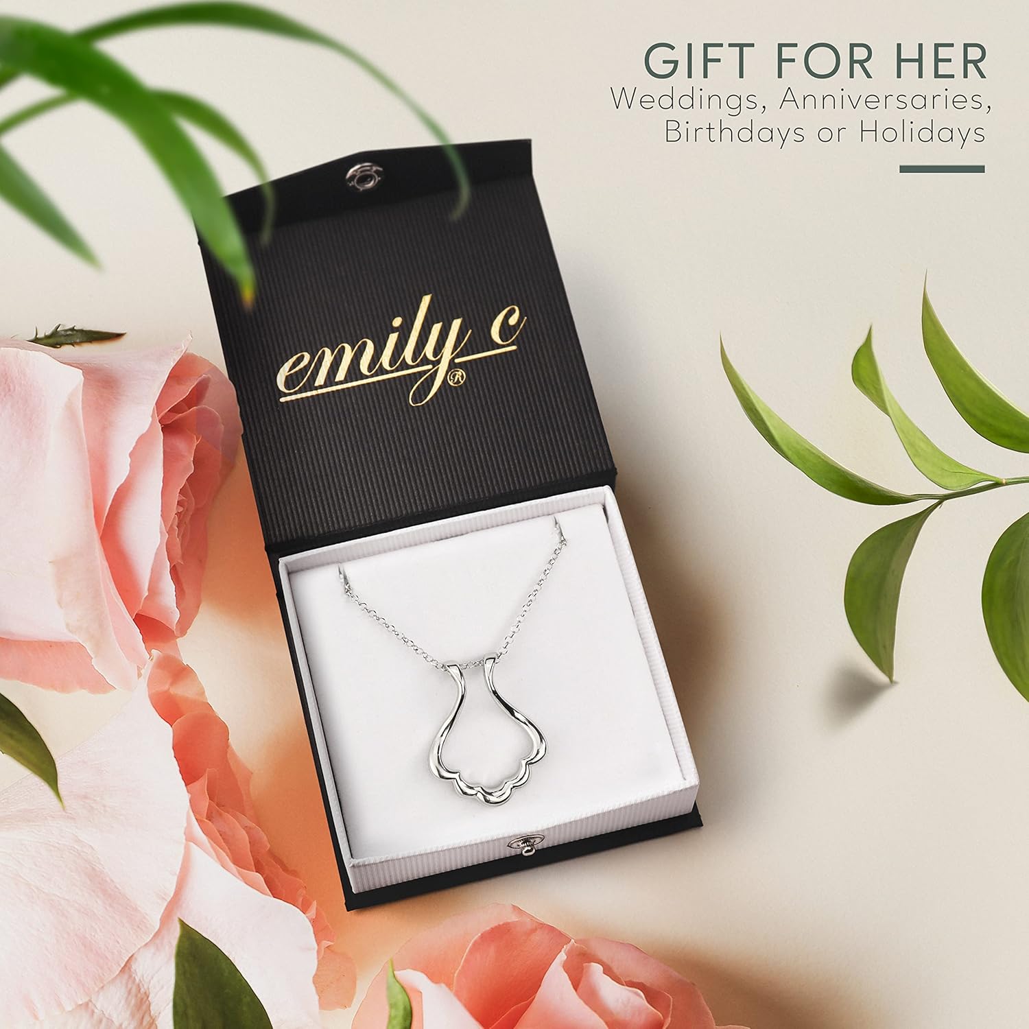 Ring Holder Necklace - Sterling Silver Ring Keeper Necklaces - Women Men Wedding Ring Holder Necklace - Cute Necklace Jewelry for Women, Wife, Nurse, Doctor - Cute Ring Necklace Holder · v4