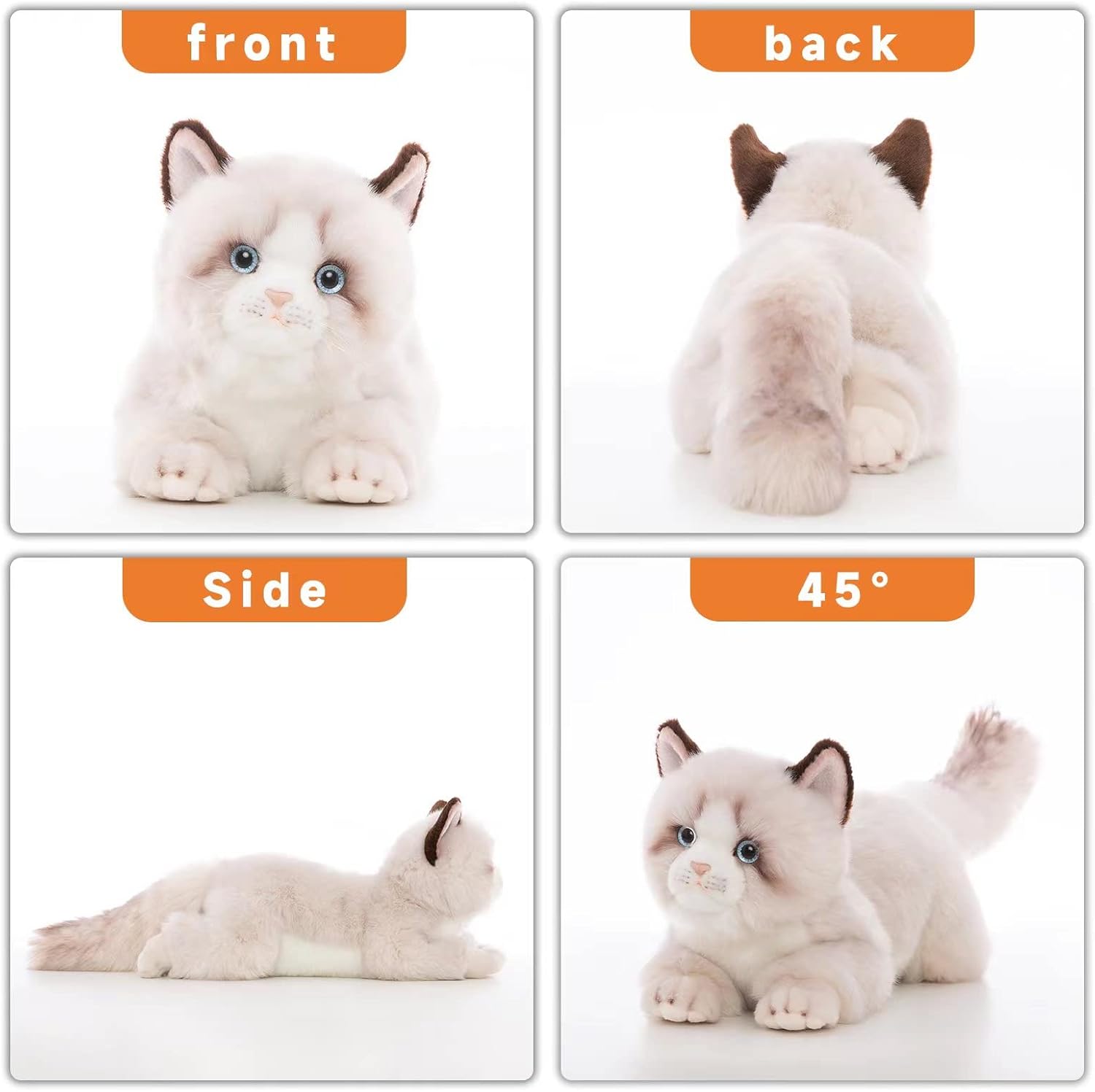 CU-MATE 20 pollici - Peluche Ragdoll grigio a forma di gatto - Peluche realistico a mano a forma di gatto Ann Baker, regalo regalo