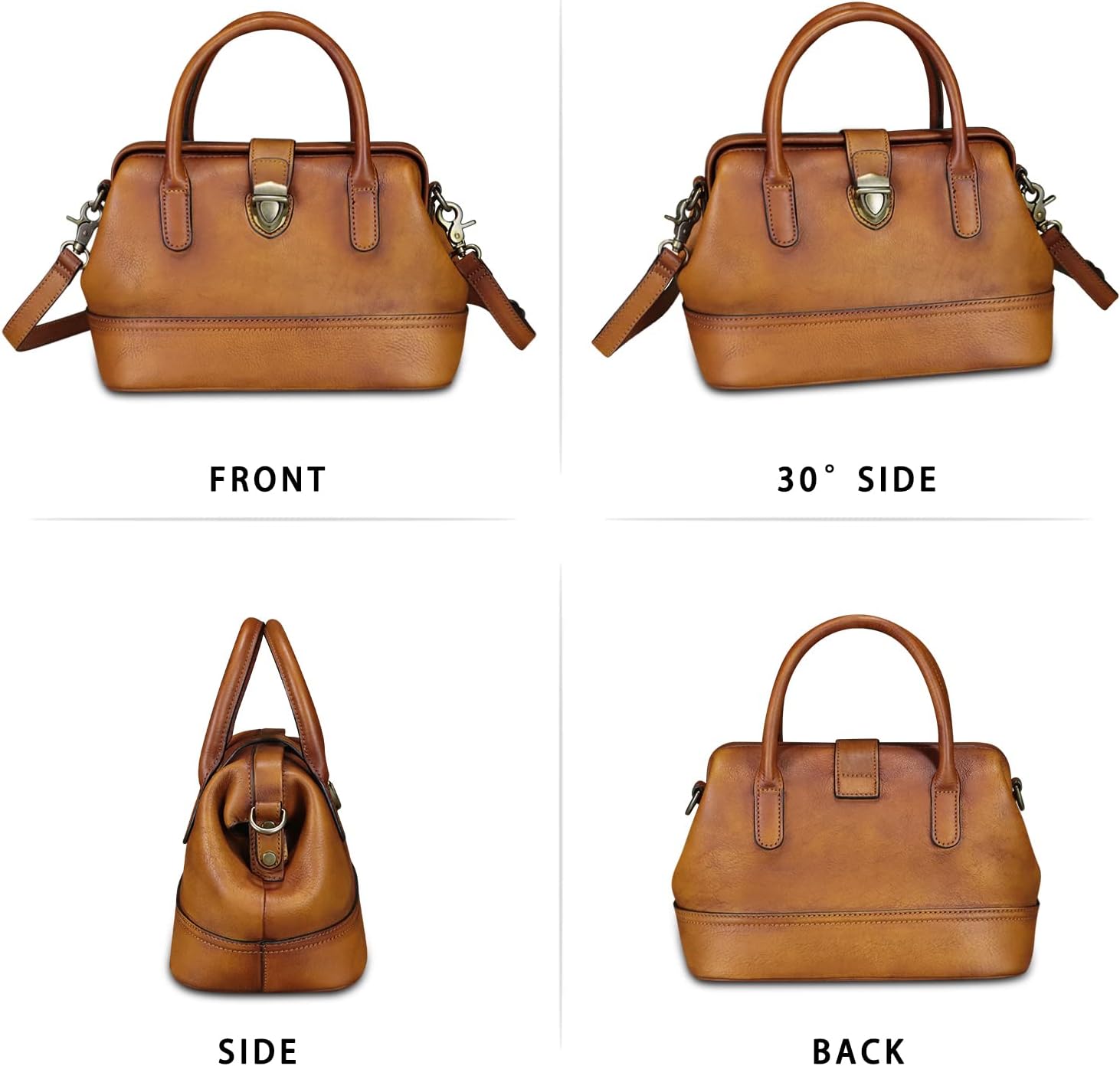 Genuine Leather Purses and Handbags for Women Vintage Handmade Real Leather Shoulder Bag Crossbody Satchel Purse with Strap · v2