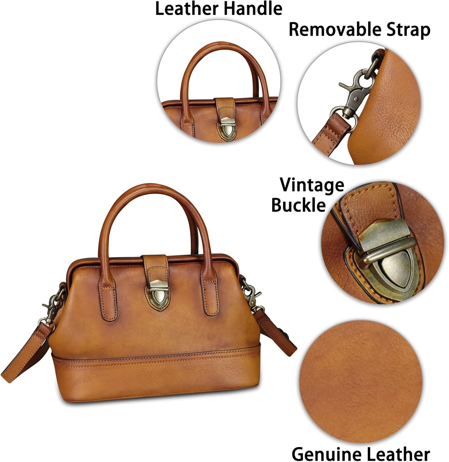 Genuine Leather Purses and Handbags for Women Vintage Handmade Real Leather Shoulder Bag Crossbody Satchel Purse with Strap · v2