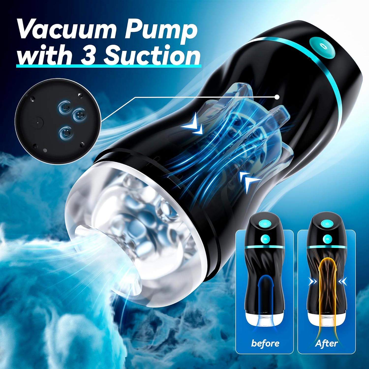 EINSEO Automatic Sucking Male Masturbators - Upgraded 7 Vibration  Suction Hands Free Pocket Pussy Male Stroker with 3D Realistic Textured, Blowjob Toy Mens Adult Male Sex Toys for Men (Black) · v2
