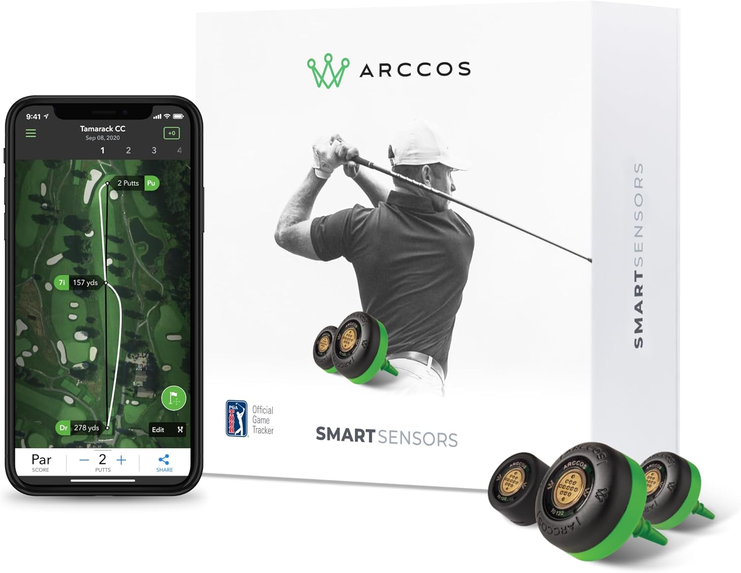 Arccos Smart Sensors: ระบบติดตามเกมกอล์ฟอัตโนมัติ, เครื่องวัดระยะ GPS ที่ขับเคลื่อนด้วย AI, ระยะทางของไม้กอล์ฟอัจฉริยะ
