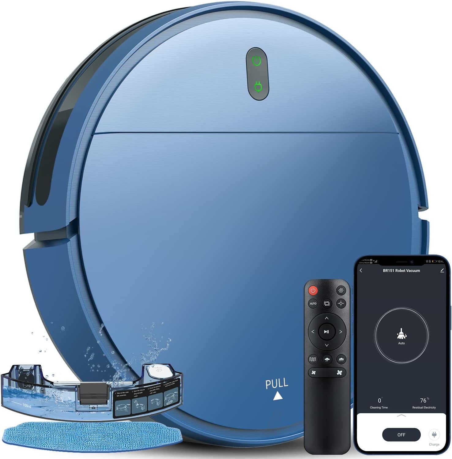 Robot aspirapolvere, robot aspirapolvere e mocio ZCWA funziona con WiFi, APP, telecomando, aspirapolvere robot 2 in 1 a ricarica automatica, robot aspirapolvere e mocio combinato perfetto per peli di animali domestici, tappeti, pavimenti duri
