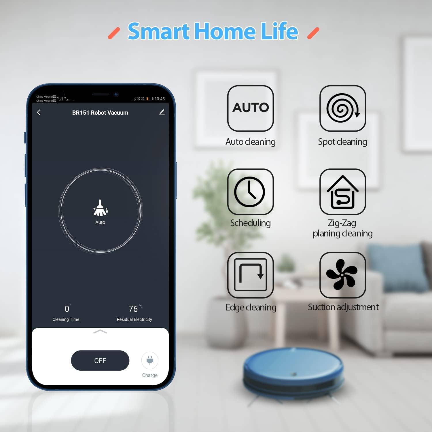 Robot aspirapolvere, robot aspirapolvere e mocio ZCWA funziona con WiFi, APP, telecomando, aspirapolvere robot 2 in 1 a ricarica automatica, robot aspirapolvere e mocio combinato perfetto per peli di animali domestici, tappeti, pavimenti duri