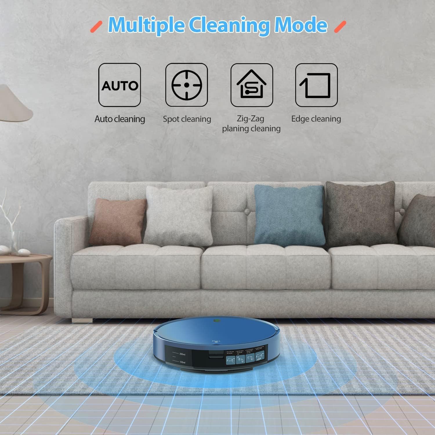 Robot aspirapolvere, robot aspirapolvere e mocio ZCWA funziona con WiFi, APP, telecomando, aspirapolvere robot 2 in 1 a ricarica automatica, robot aspirapolvere e mocio combinato perfetto per peli di animali domestici, tappeti, pavimenti duri