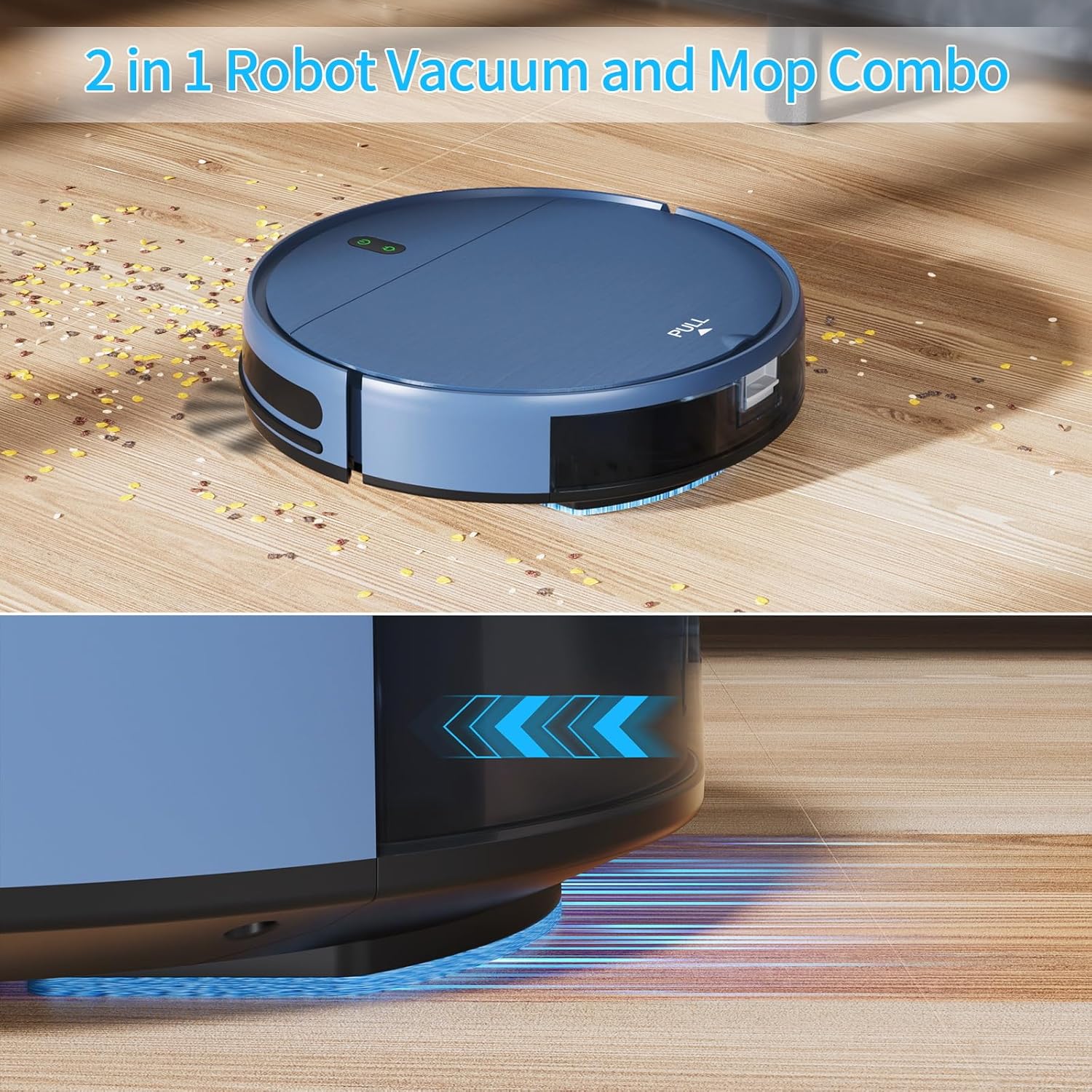 ZCWA Robot Vacuum and Mop, 2 in 1 Robot Vacuum Self-Charging Robot Vacuum Cleaner Compatible with WiFi/APP, Ideal for Hard Floor, Carpet and Pet Hair · v2