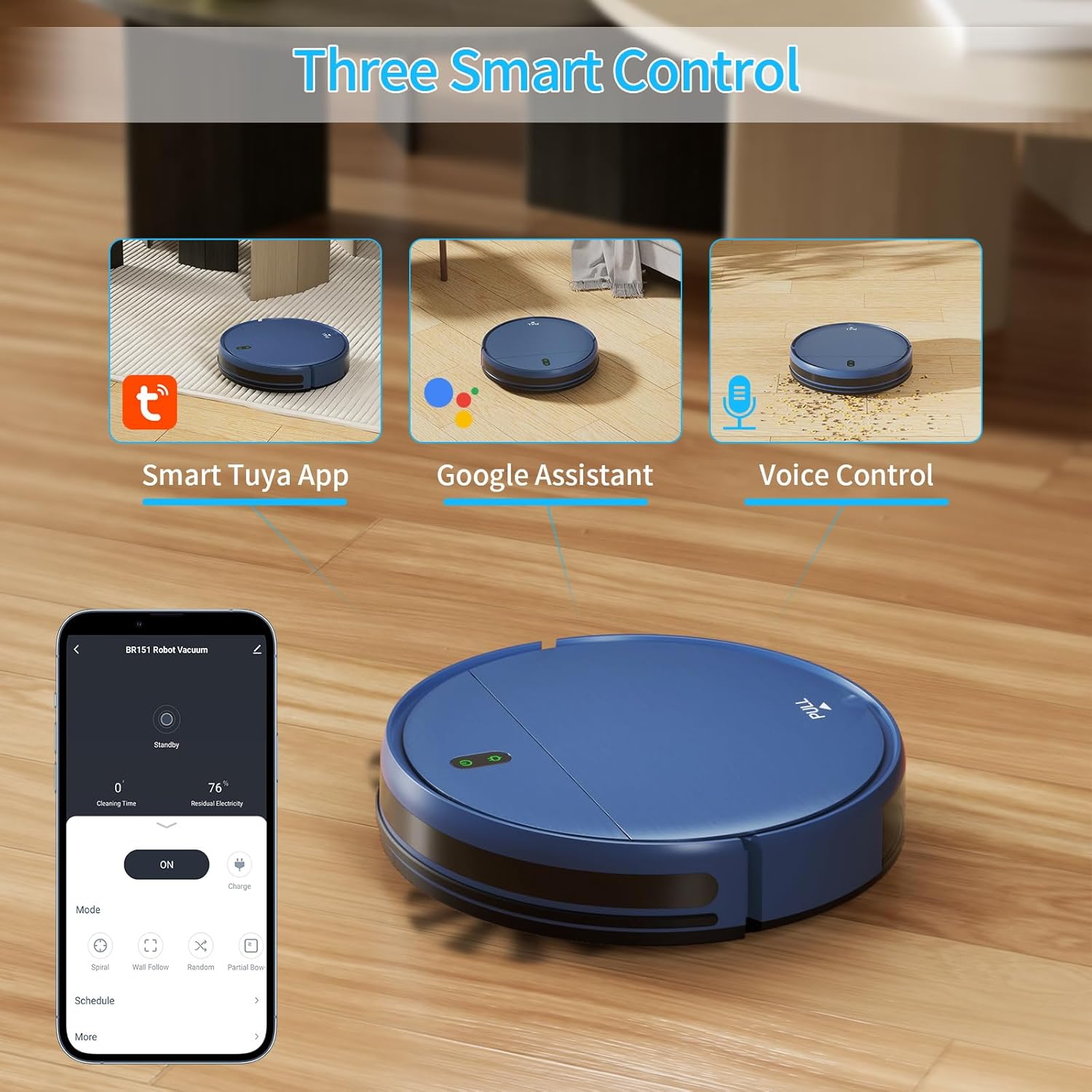 ZCWA Robot Vacuum and Mop, 2 in 1 Robot Vacuum Self-Charging Robot Vacuum Cleaner Compatible with WiFi/APP, Ideal for Hard Floor, Carpet and Pet Hair · v2