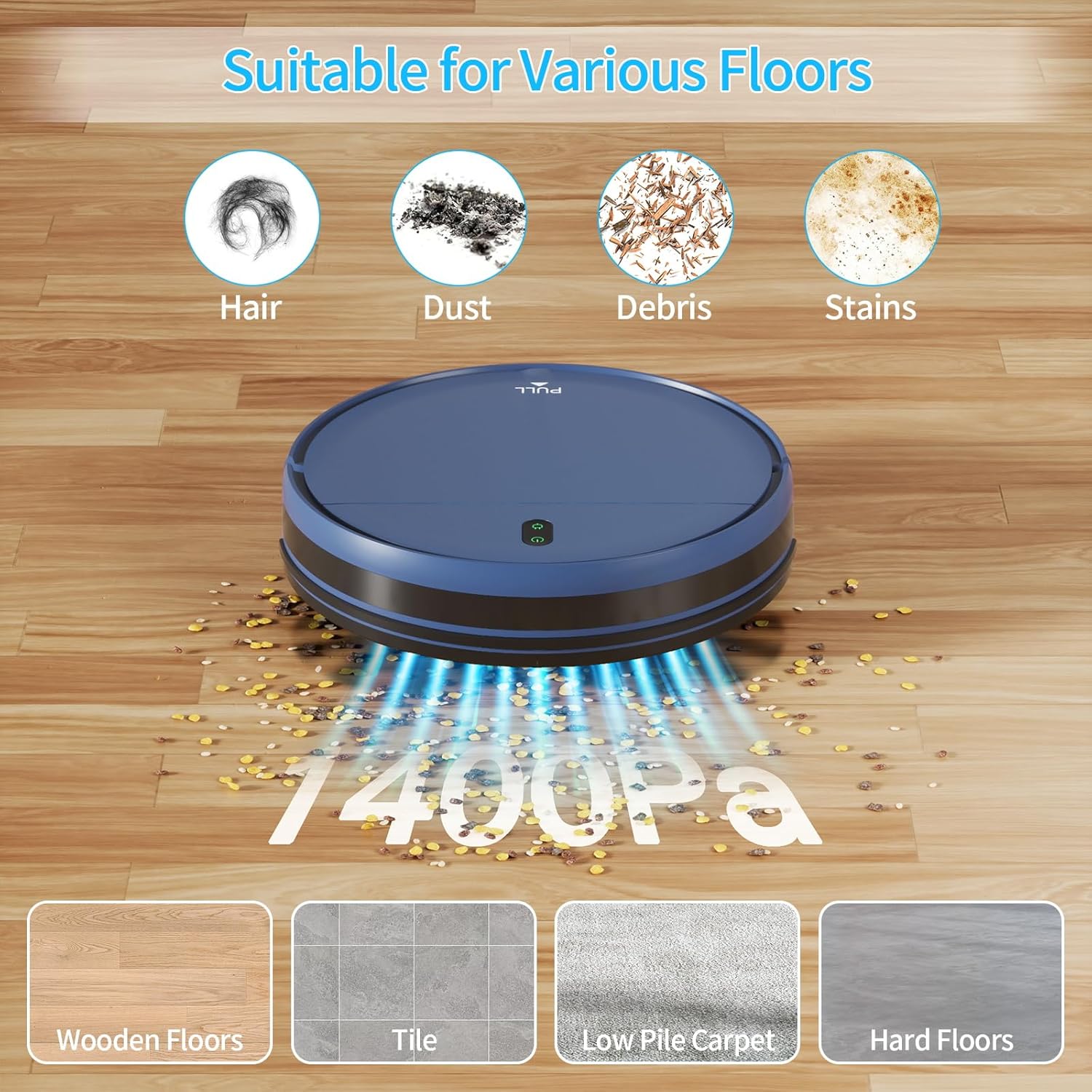 ZCWA Robot Vacuum and Mop, 2 in 1 Robot Vacuum Self-Charging Robot Vacuum Cleaner Compatible with WiFi/APP, Ideal for Hard Floor, Carpet and Pet Hair · v2