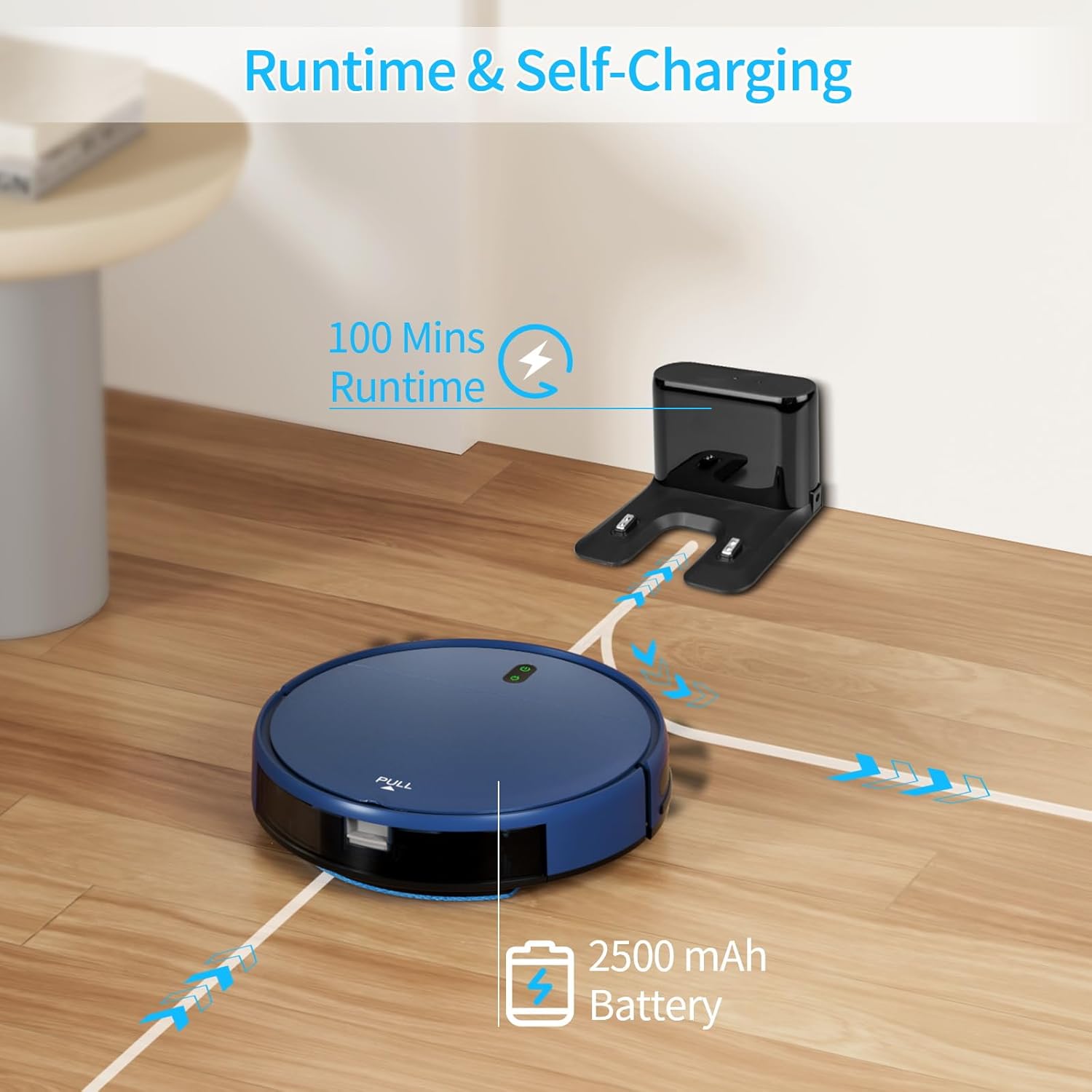 ZCWA Robot Vacuum and Mop, 2 in 1 Robot Vacuum Self-Charging Robot Vacuum Cleaner Compatible with WiFi/APP, Ideal for Hard Floor, Carpet and Pet Hair · v2