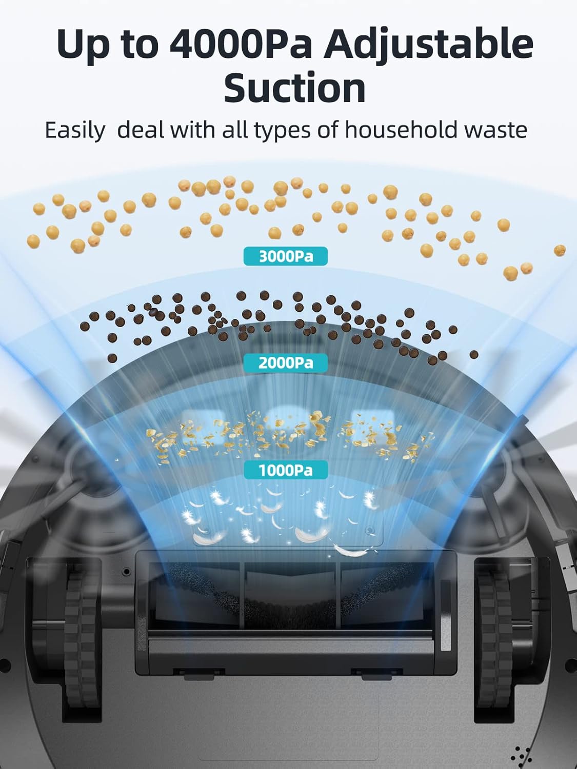 HONITURE Robot Vacuum Cleaner, G20 Robot Vacuum and Mop Combo 3 in 1, 4000pa Strong Suction, Self-Charging, AppRemoteamp;Voice Control, Compatible with Alexa, Ideal for Carpet, Hard Floor, Pet Hair. · v7