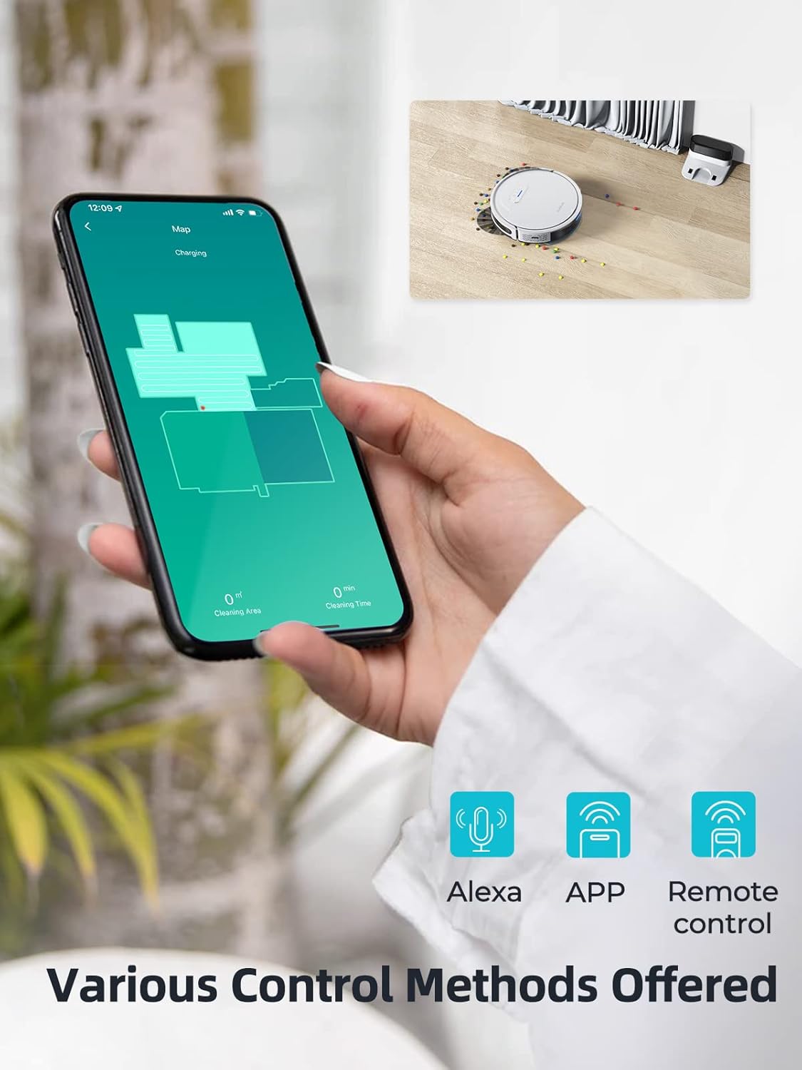 HONITURE Robot Vacuum Cleaner, G20 Robot Vacuum and Mop Combo 3 in 1, 4000pa Strong Suction, Self-Charging, AppRemoteamp;Voice Control, Compatible with Alexa, Ideal for Carpet, Hard Floor, Pet Hair. · v7