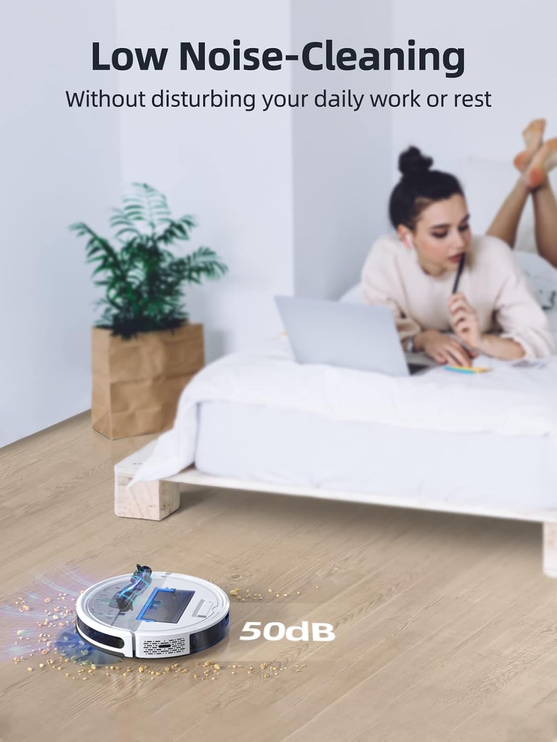 HONITURE Robot Vacuum Cleaner, G20 Robot Vacuum and Mop Combo 3 in 1, 4000pa Strong Suction, Self-Charging, AppRemoteamp;Voice Control, Compatible with Alexa, Ideal for Carpet, Hard Floor, Pet Hair. · v7