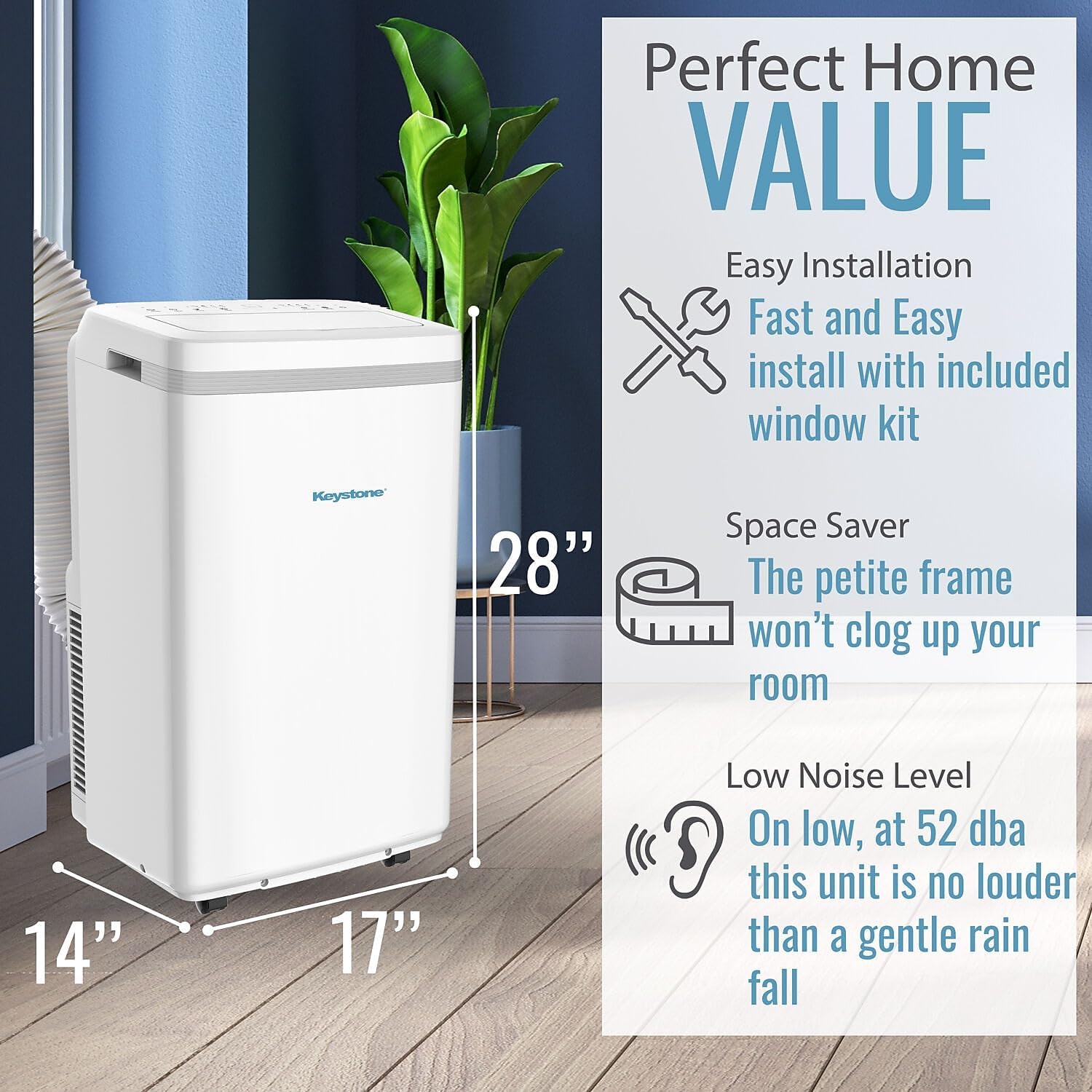 Climatizzatore portatile Keystone 10.000 BTU (6.500 BTU DOE), bianco (KSTAP10MFC)