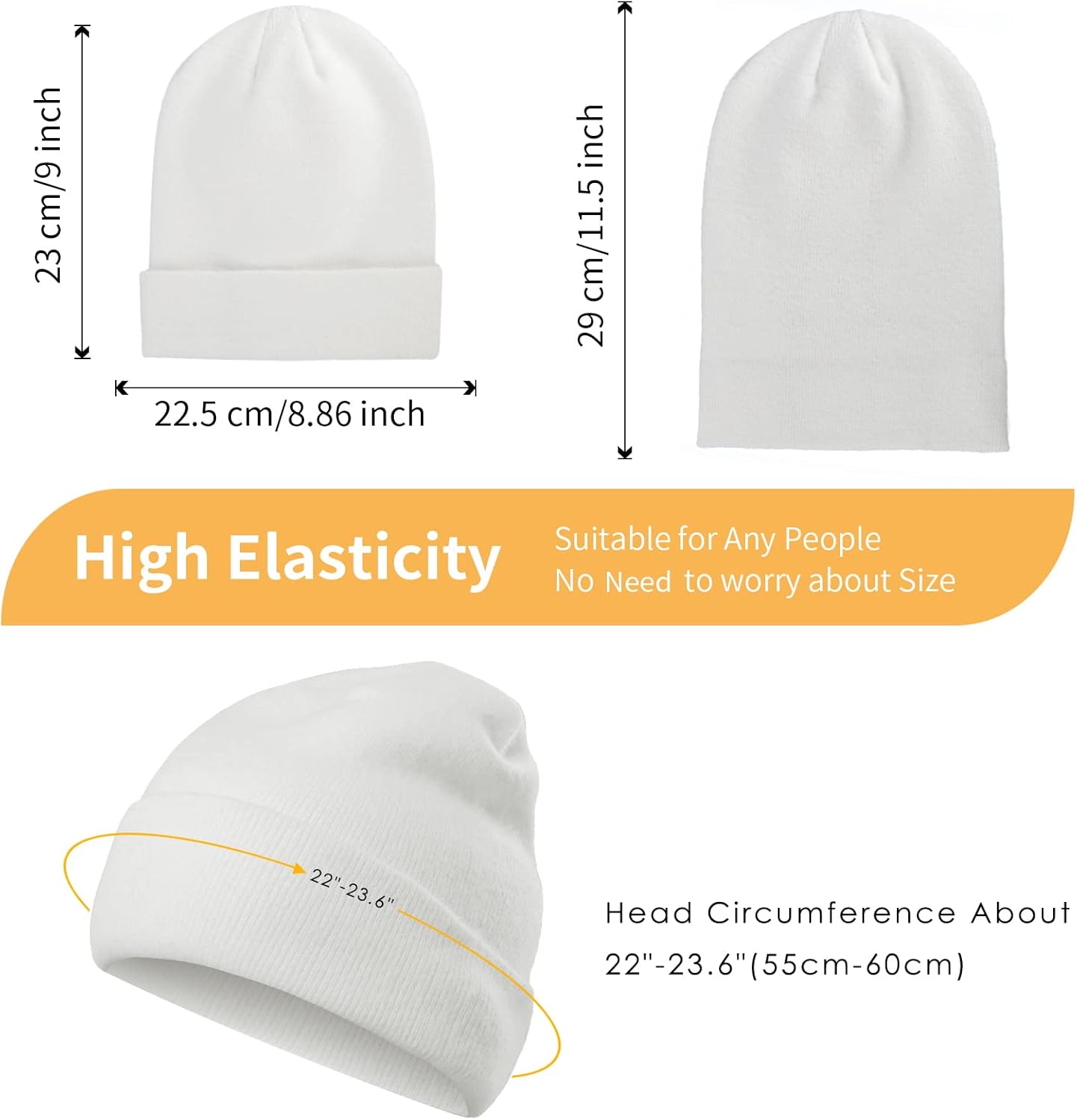 Achiou Knit Womens Beanie Hat, Men Winter Ski Hat, Warm Cuffed Beanies, Soft Slouchy Plain Knitted Skull Cap Unisex