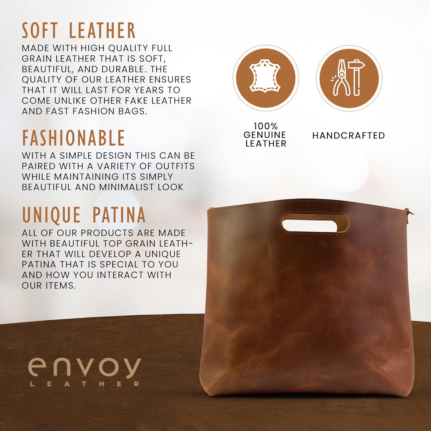 Leather Tote Handbag, Womens Leather Handbags, Leather Purses for Women | Made in USA · v4