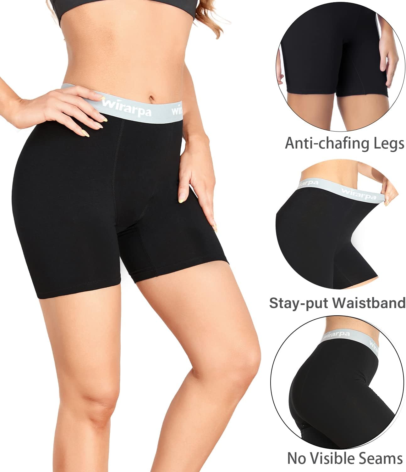 wirarpa Bayan Boxer Külot Pamuklu İç Giyim Sürtünme Önleyici Erkek Şort Külot 5.5 İç Dikiş 4'lü Paket