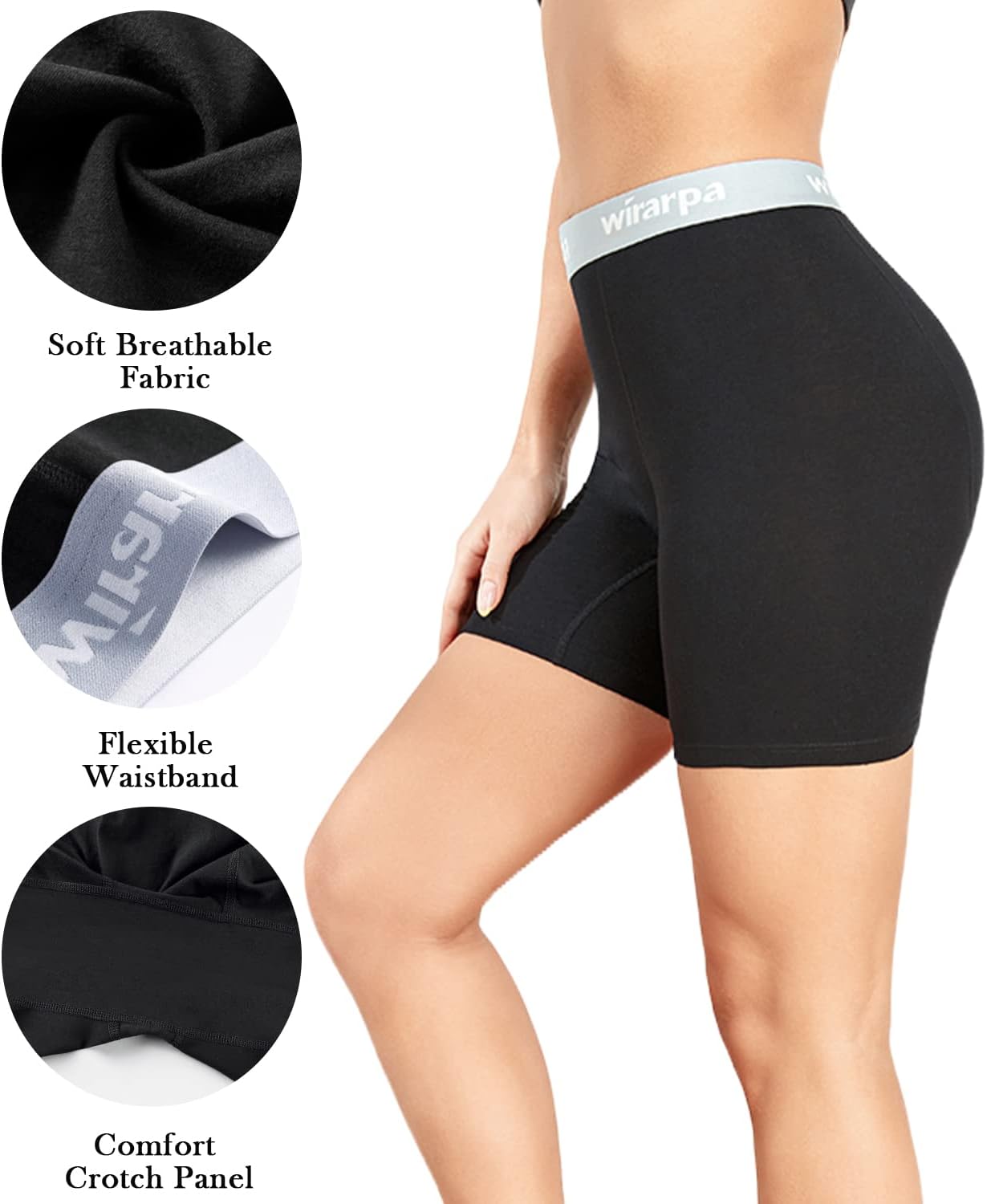wirarpa Bayan Boxer Külot Pamuklu İç Giyim Sürtünme Önleyici Erkek Şort Külot 5.5 İç Dikiş 4'lü Paket