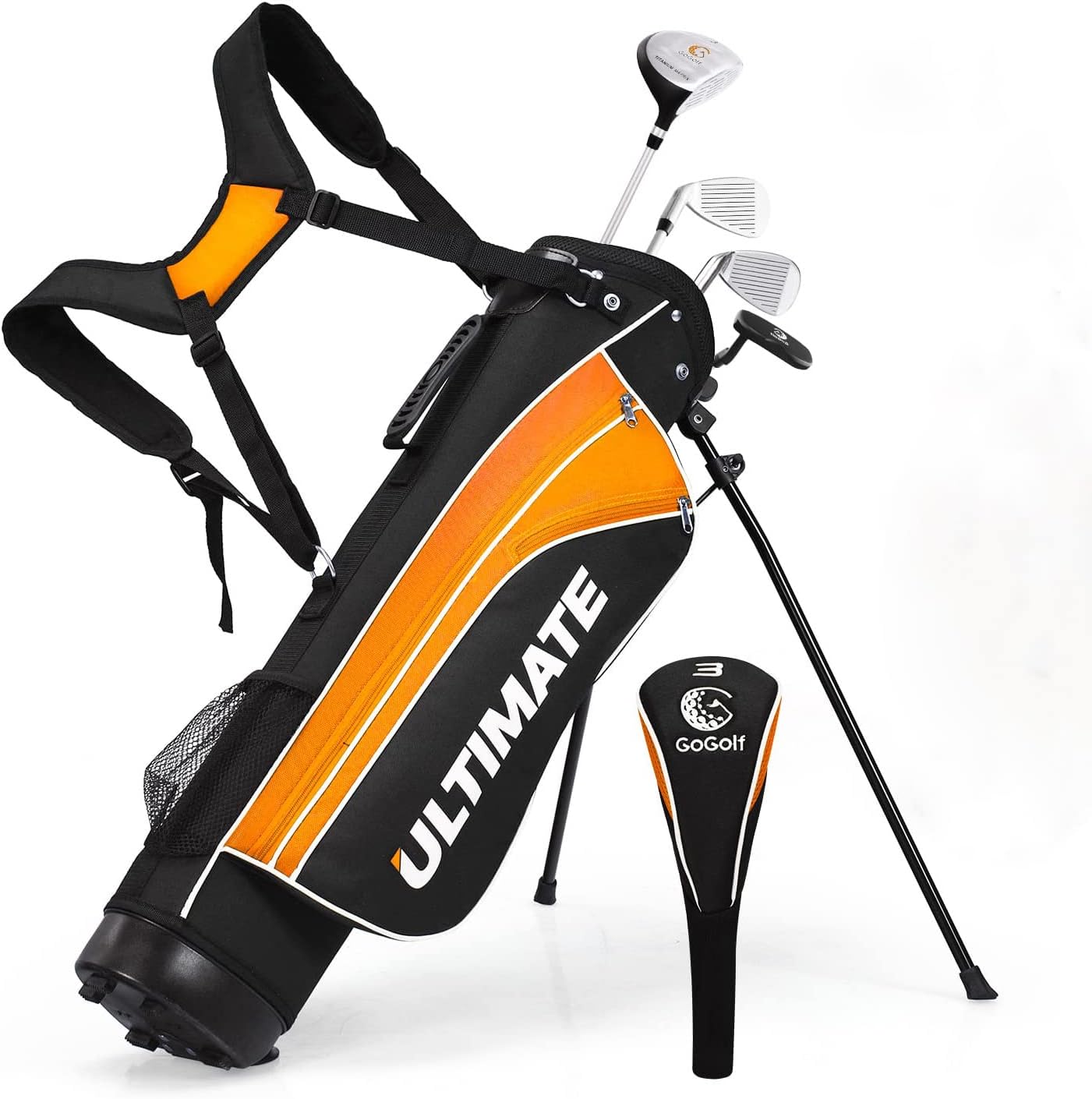 Junior Golf Clubs Set, Youth Golf Clubs w/Golf Stand Bag, 3# Fairway Wood, 7#  9# Irons, Putter amp; Head Cover, Kids Complete Golf Club Set for Boys Girls Toddlers · v3