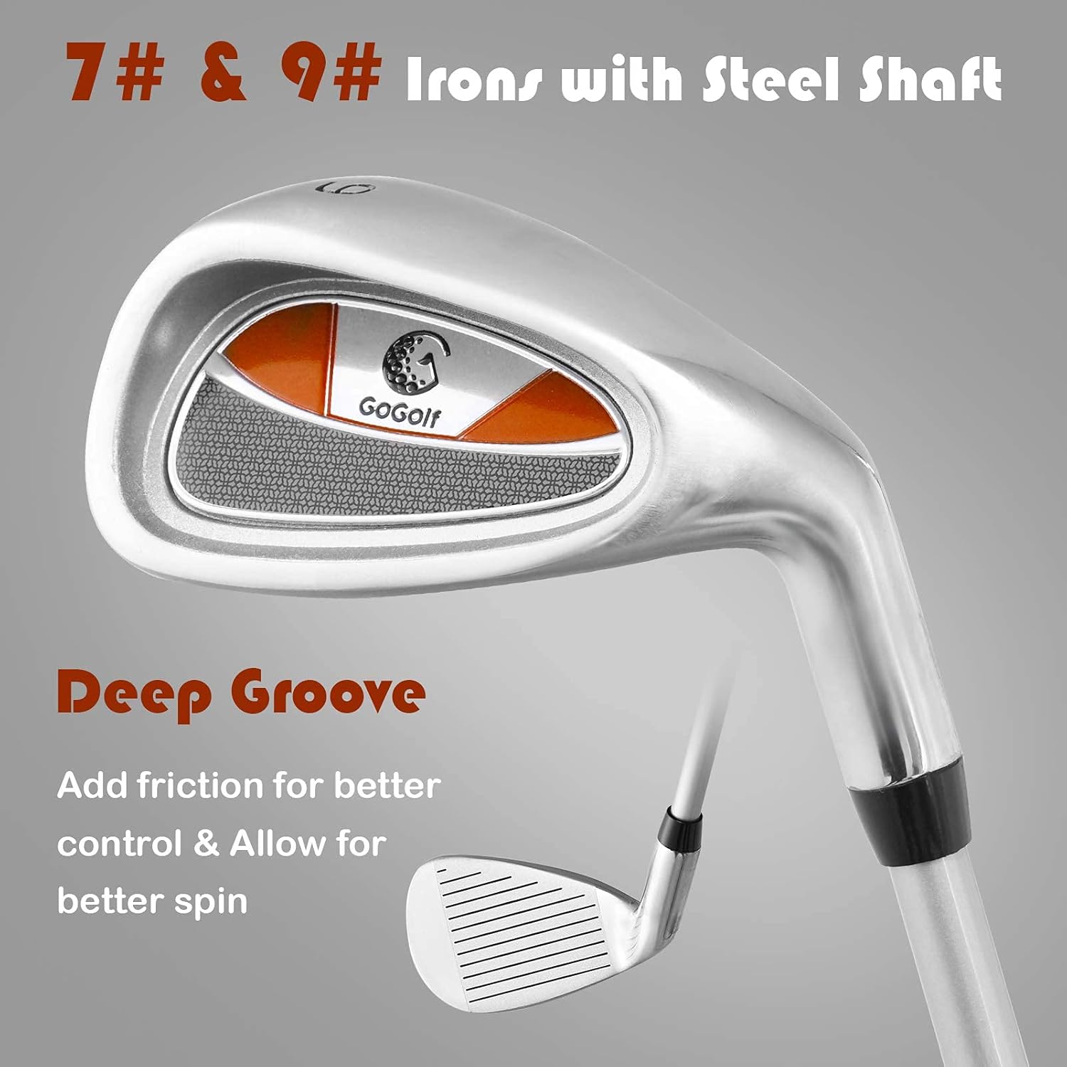 Junior Golf Clubs Set, Youth Golf Clubs w/Golf Stand Bag, 3# Fairway Wood, 7#  9# Irons, Putter amp; Head Cover, Kids Complete Golf Club Set for Boys Girls Toddlers · v3